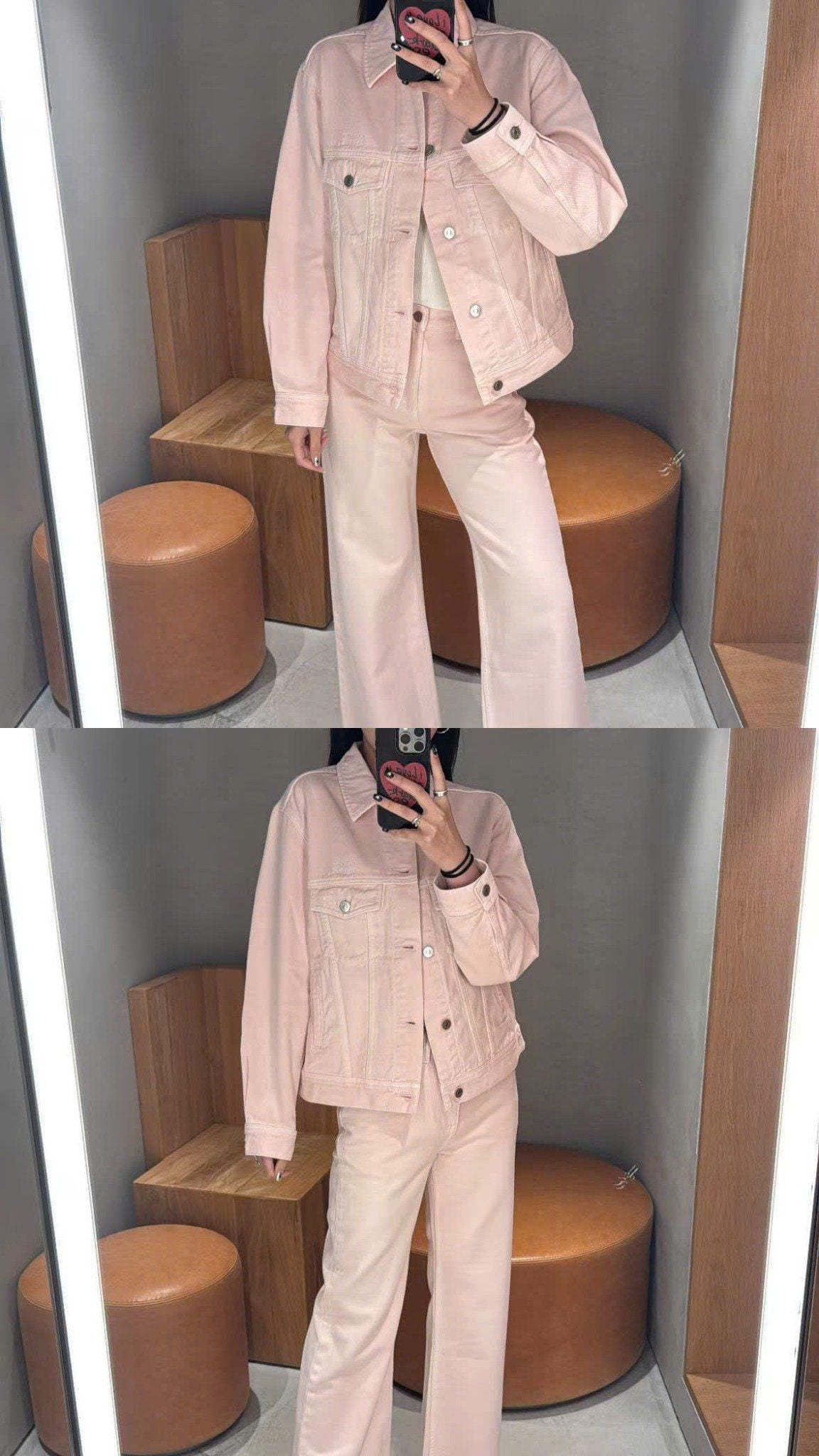  Áo khoác jean hồng 