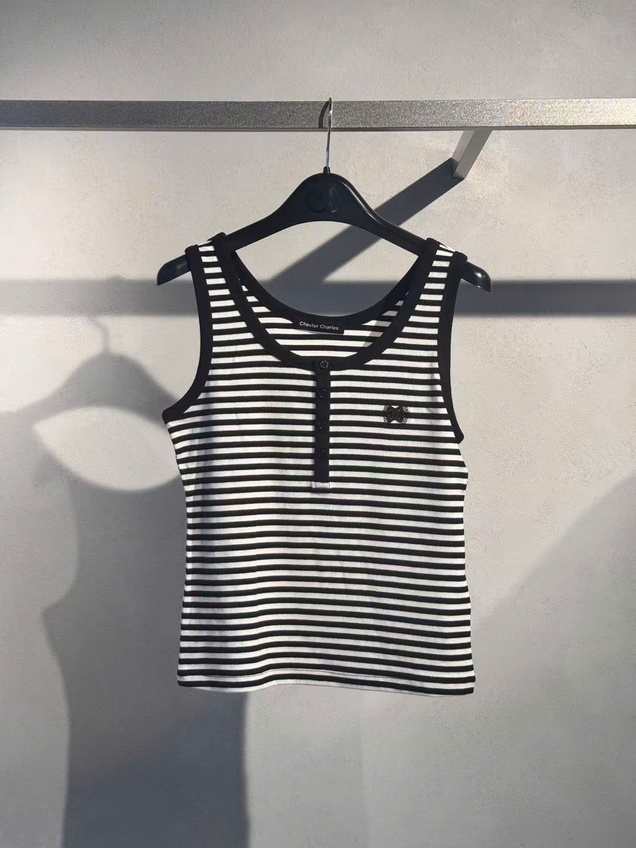  Áo tanktop kẻ nơ đen nhỏ 