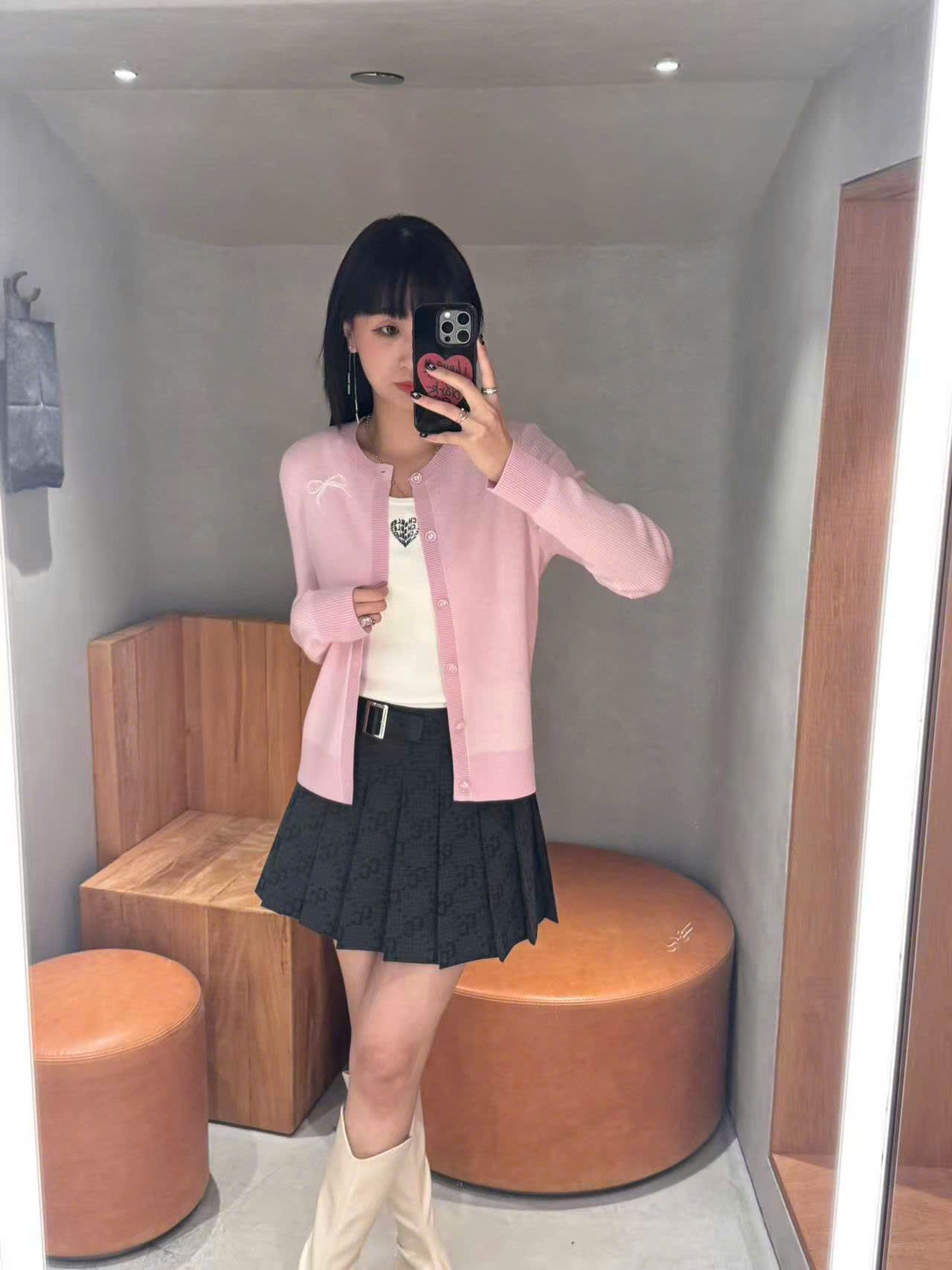  Áo CDG hồng nơ trắng 