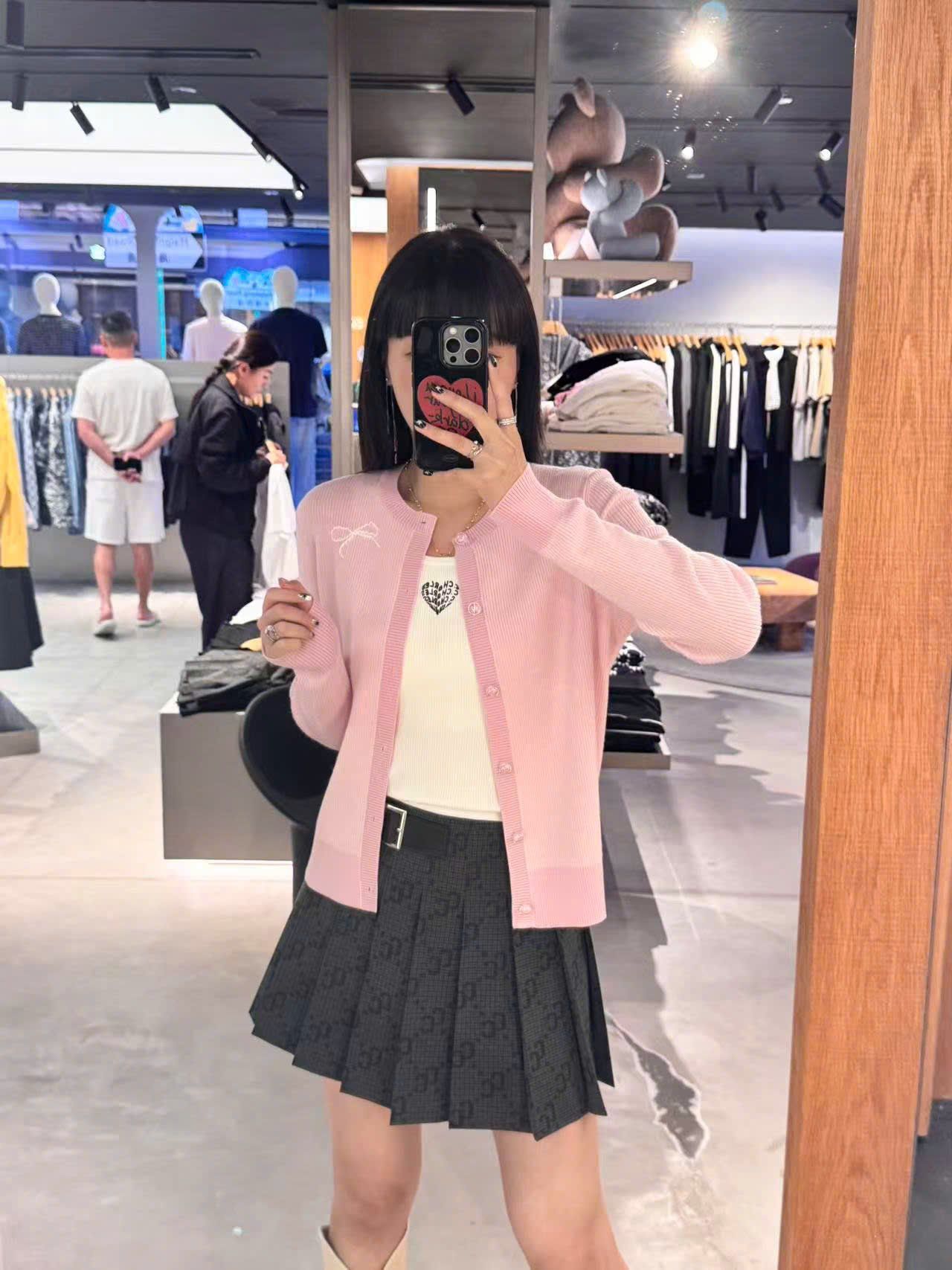  Áo CDG hồng nơ trắng 