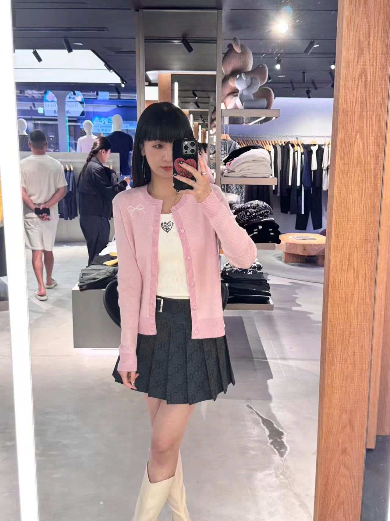  Áo CDG hồng nơ trắng 