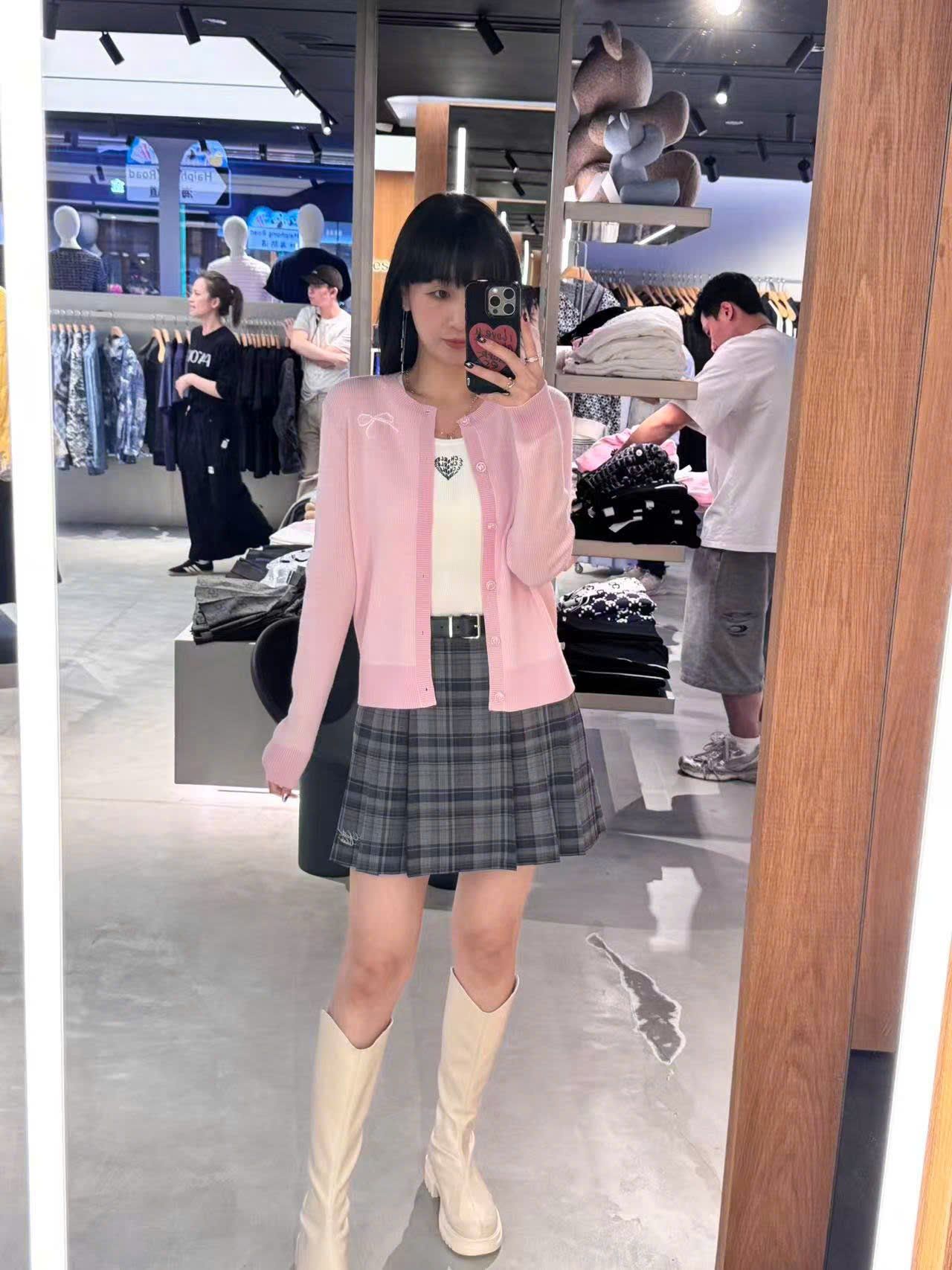  Áo CDG hồng nơ trắng 