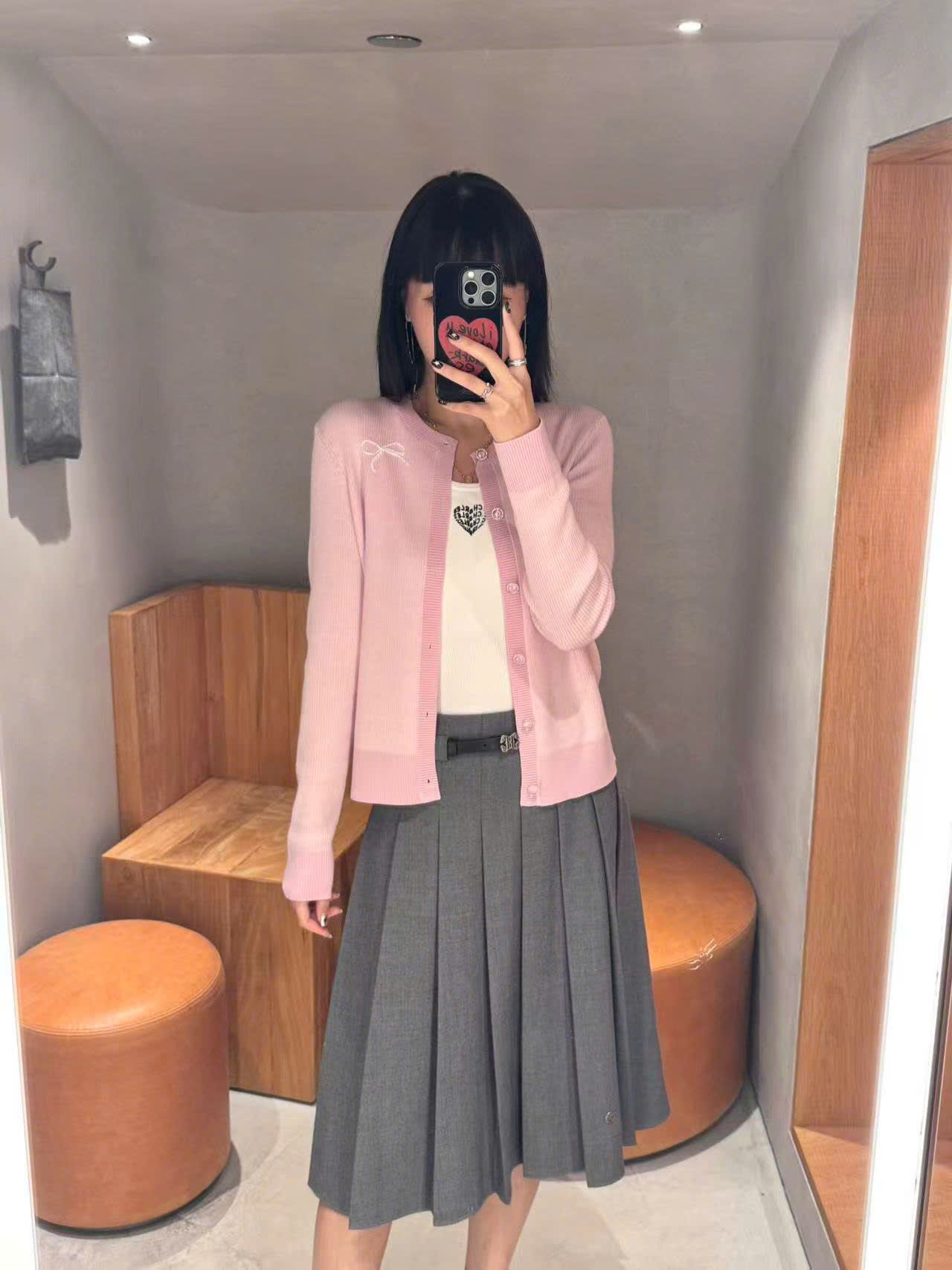  Áo CDG hồng nơ trắng 