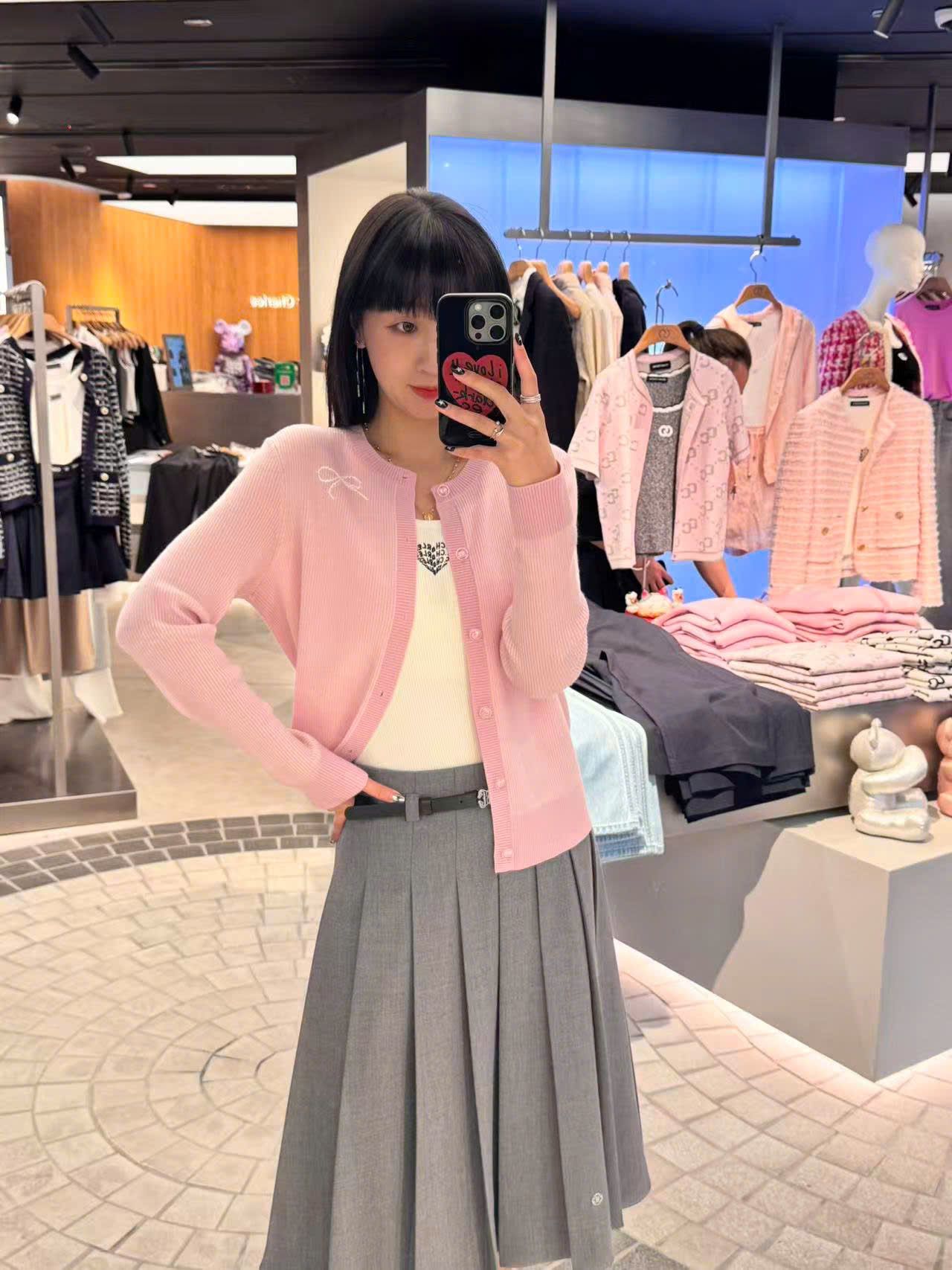  Áo CDG hồng nơ trắng 