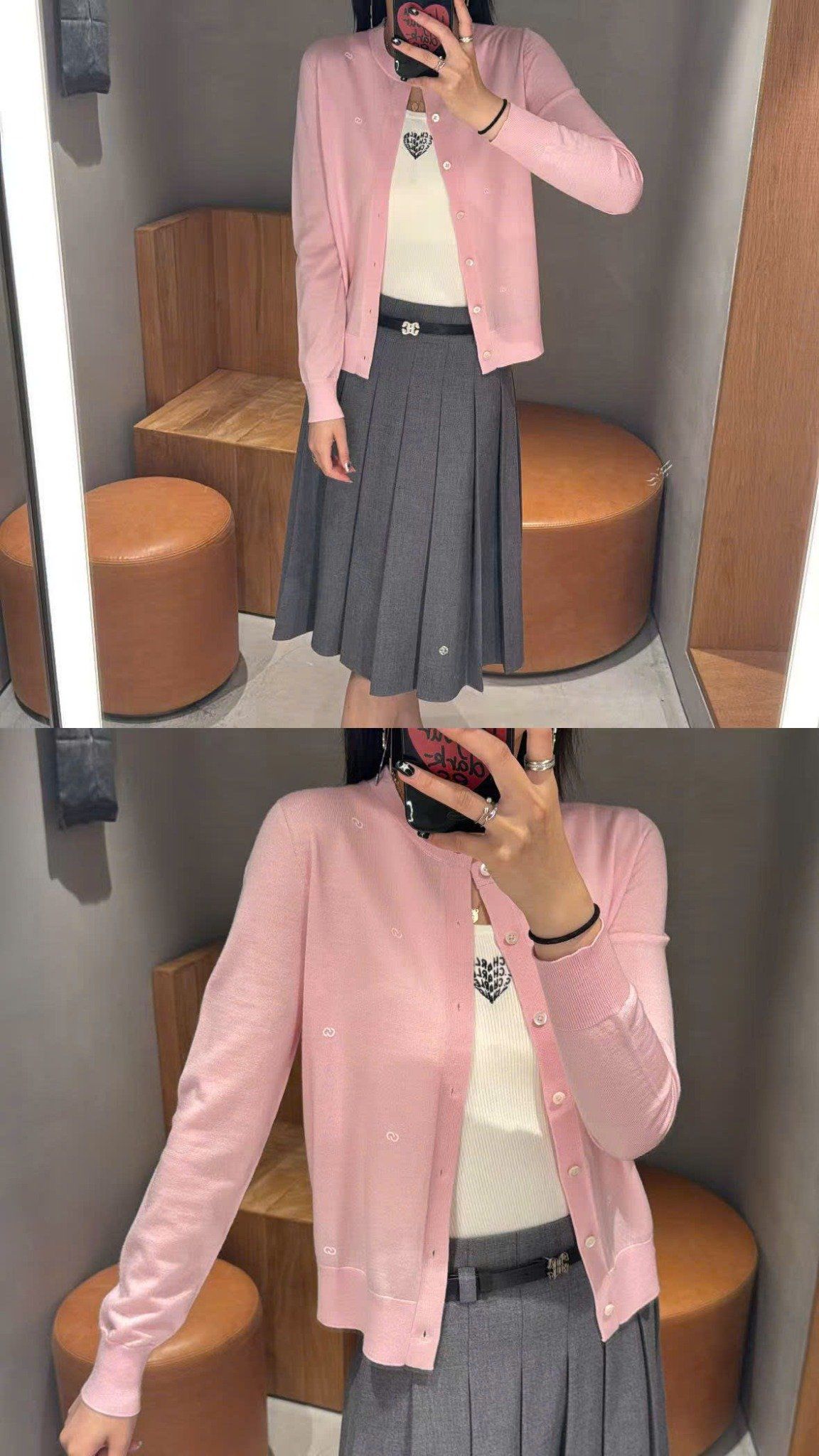  Áo CDG hồng nơ trắng 