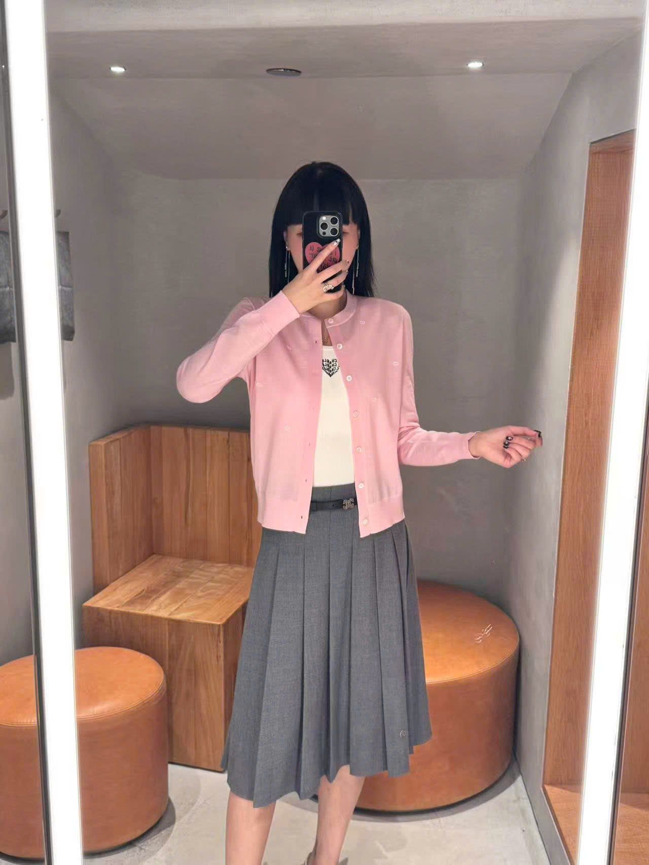  Áo CDG hồng nơ trắng 