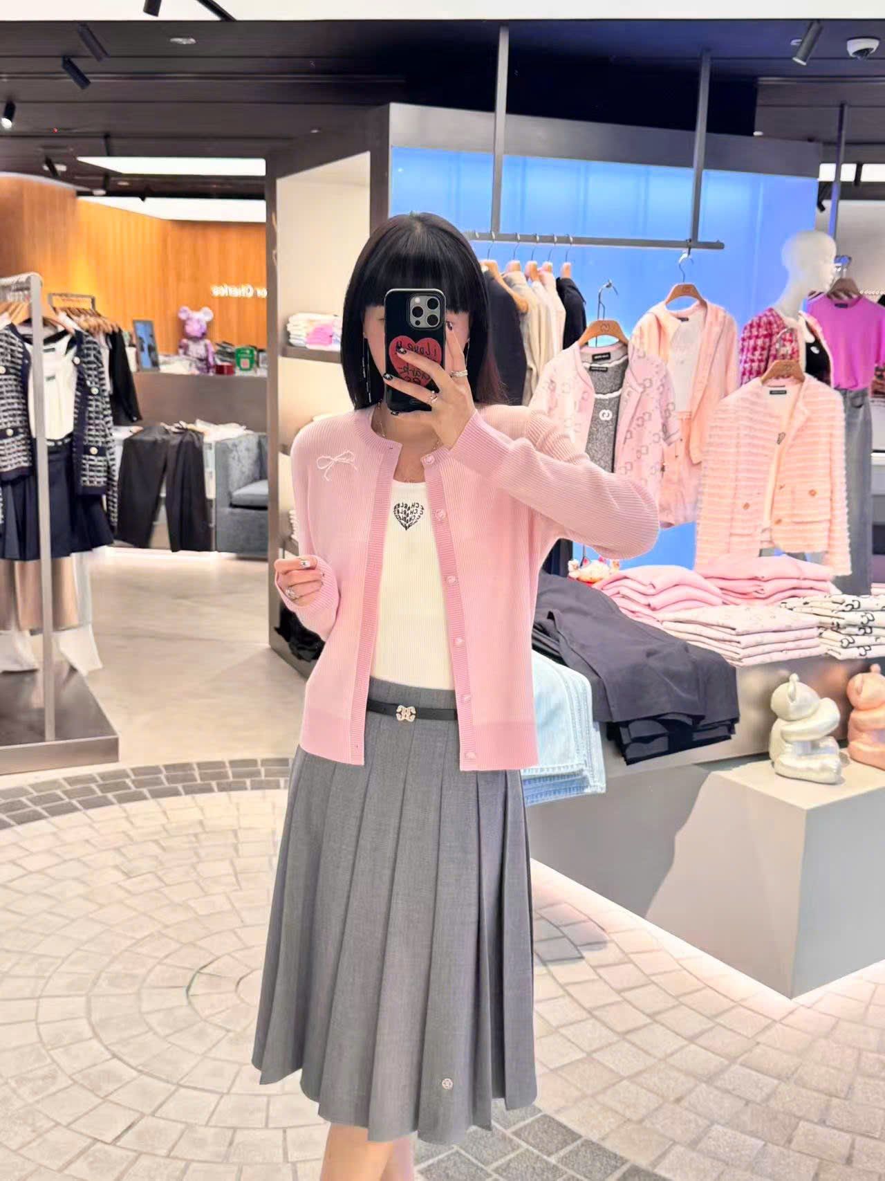  Áo CDG hồng nơ trắng 