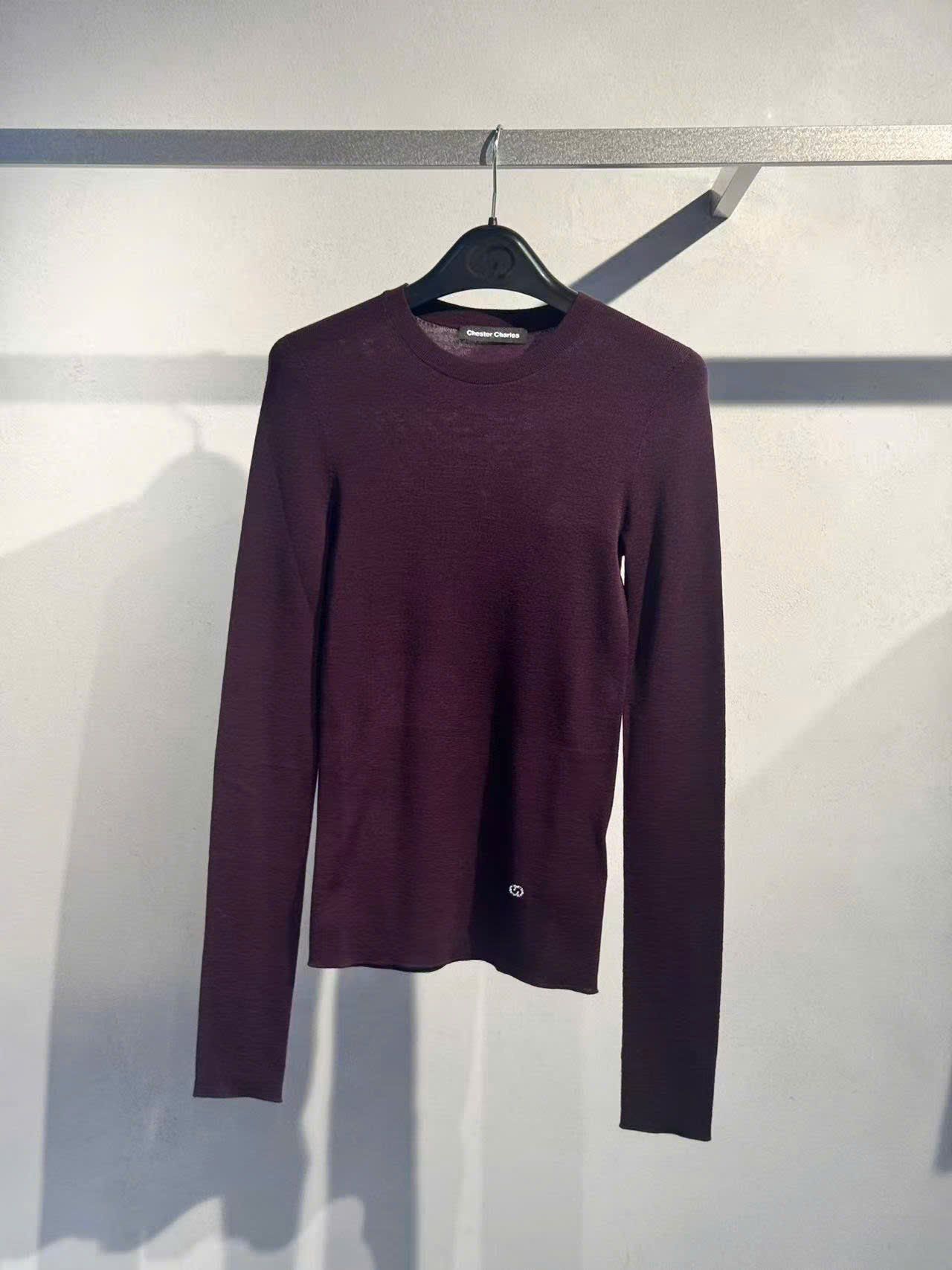  2.WOOL áo len màu đỏ đô dài tay 