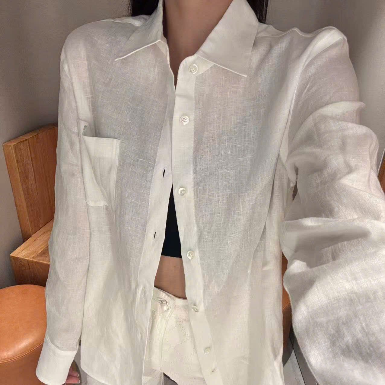  2.Áo Sơ mi LANK - trắng logo 1 nhỏ bên 