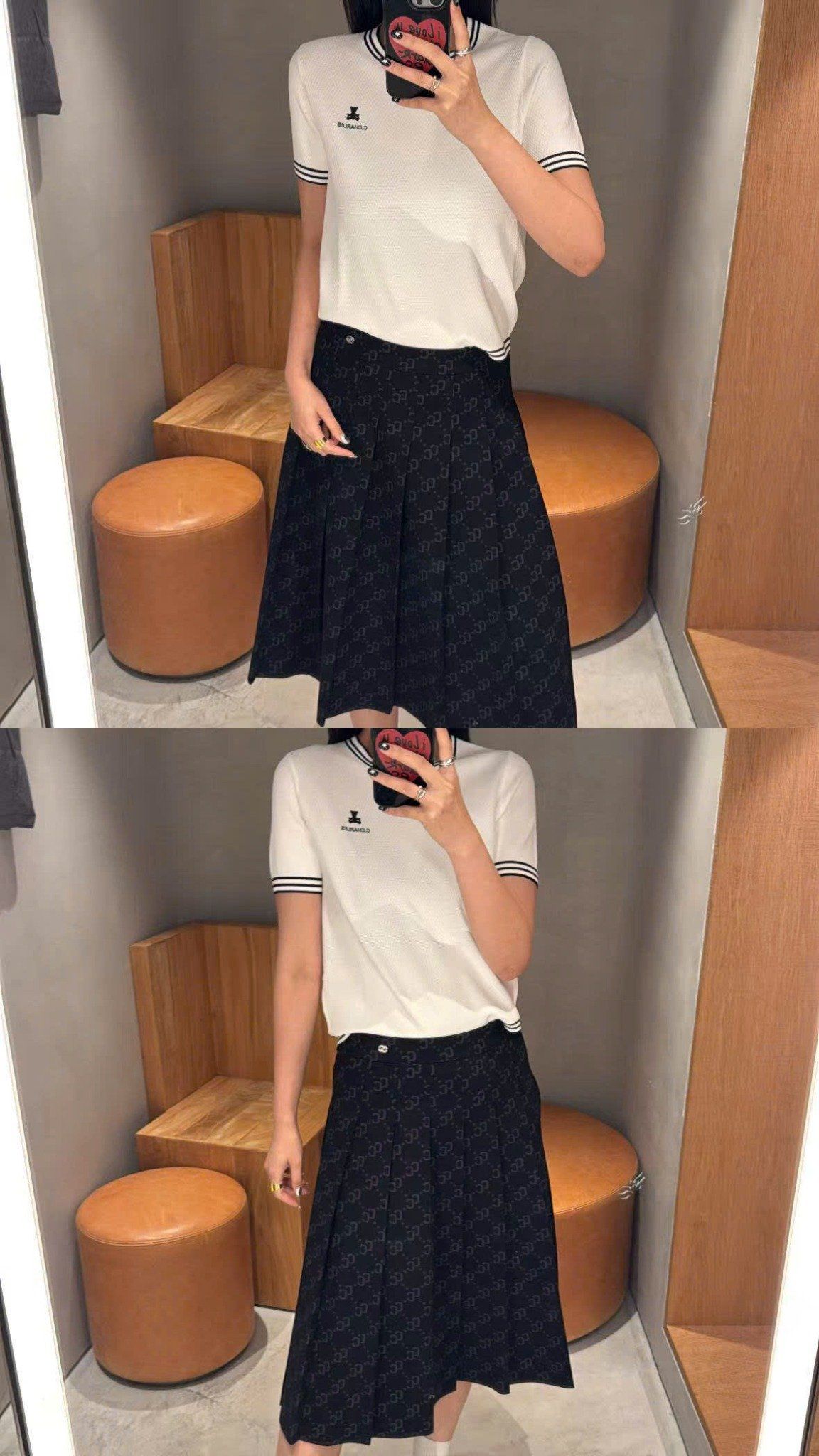  Chân váy đen dáng dài full logo CC 