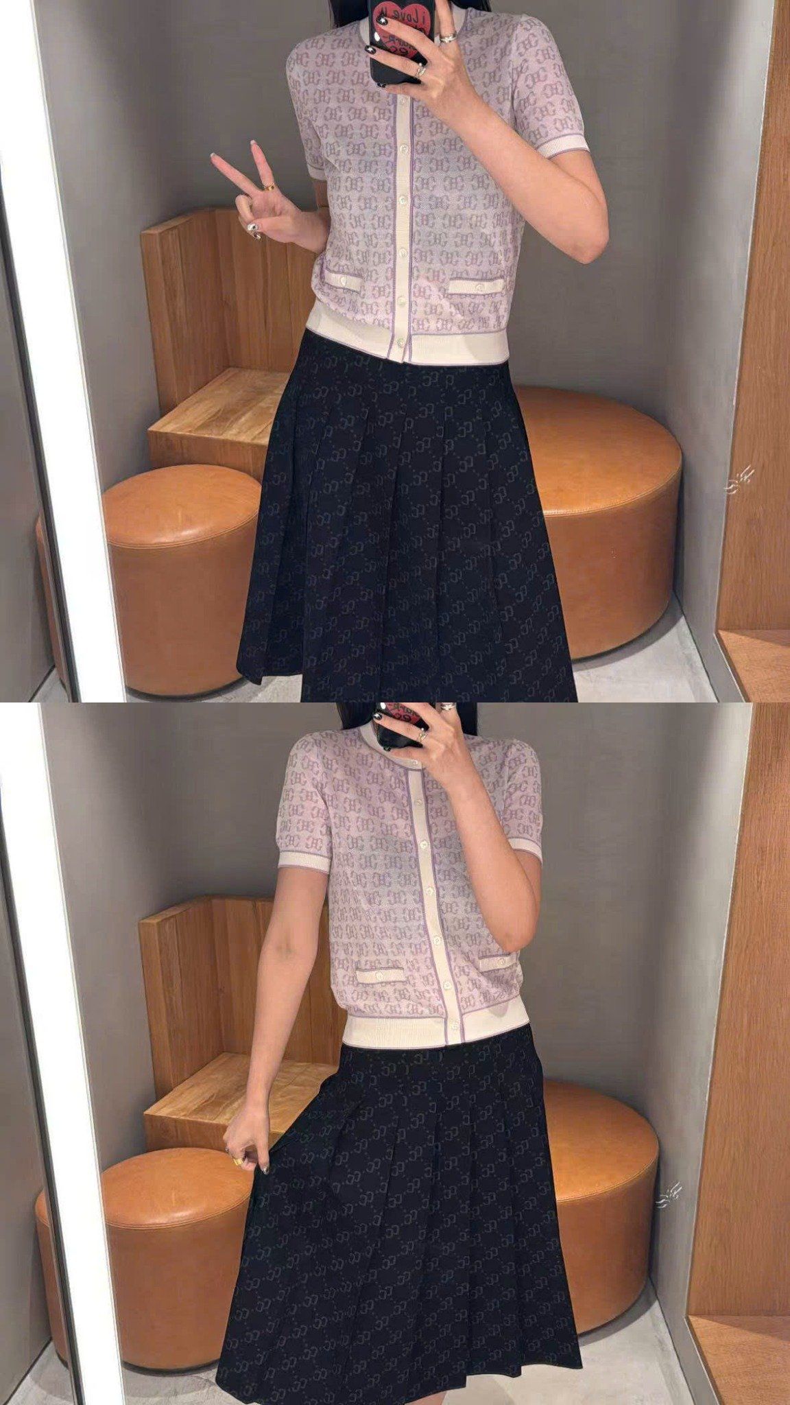  Chân váy đen dáng dài full logo CC 