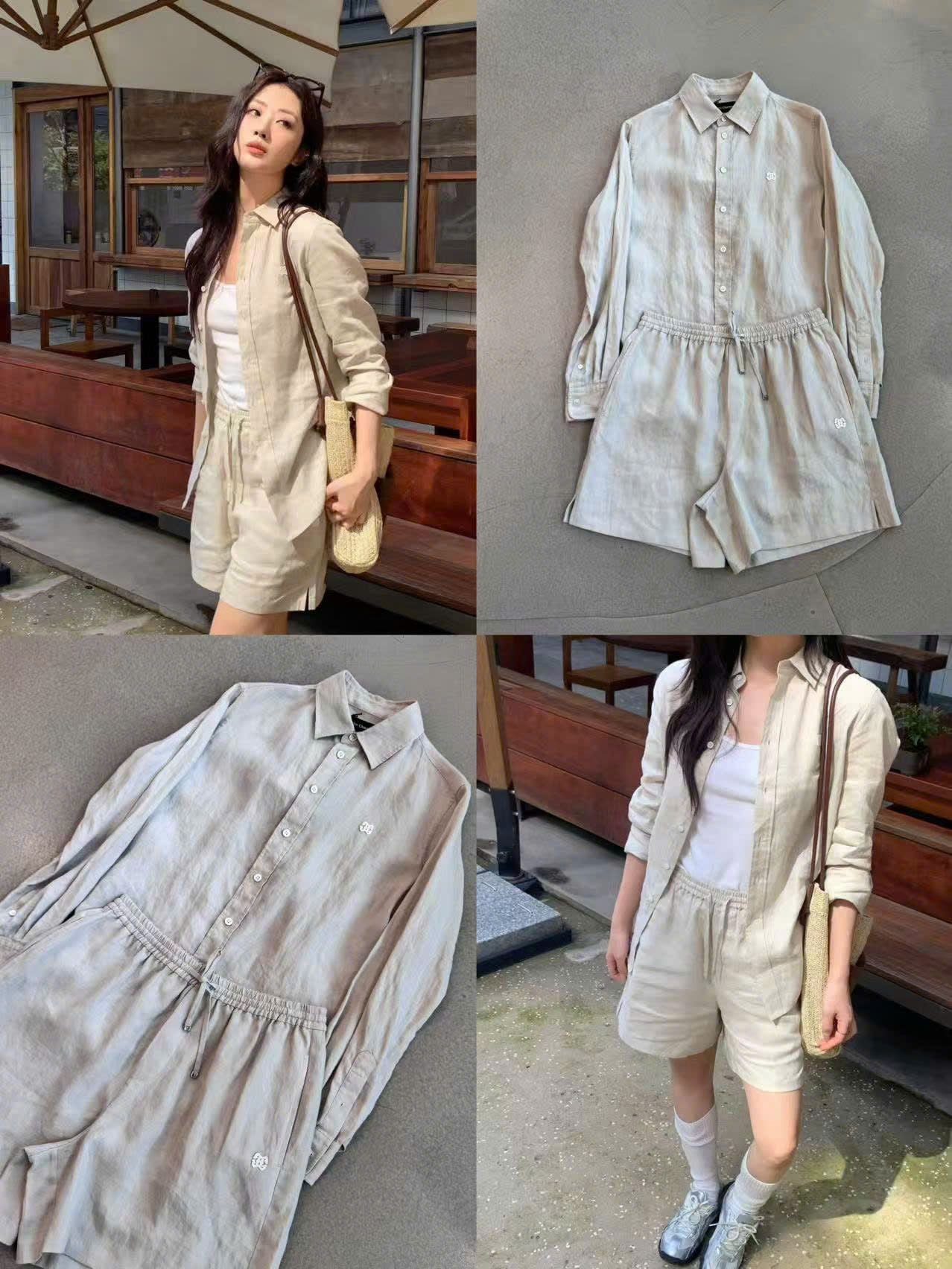  Áo Sơ mi nâu tây logo trắng 