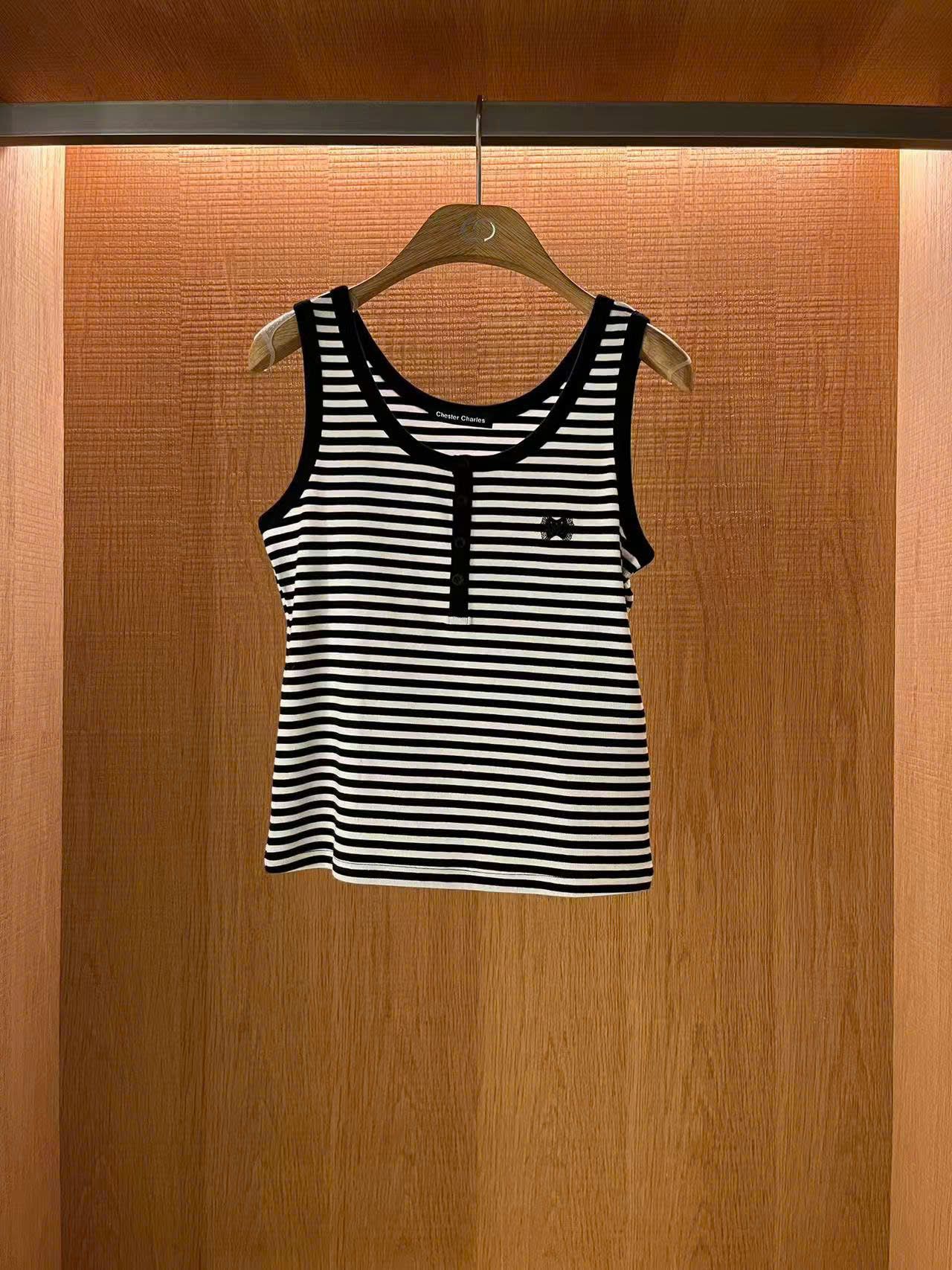  Áo tanktop kẻ nơ đen nhỏ 