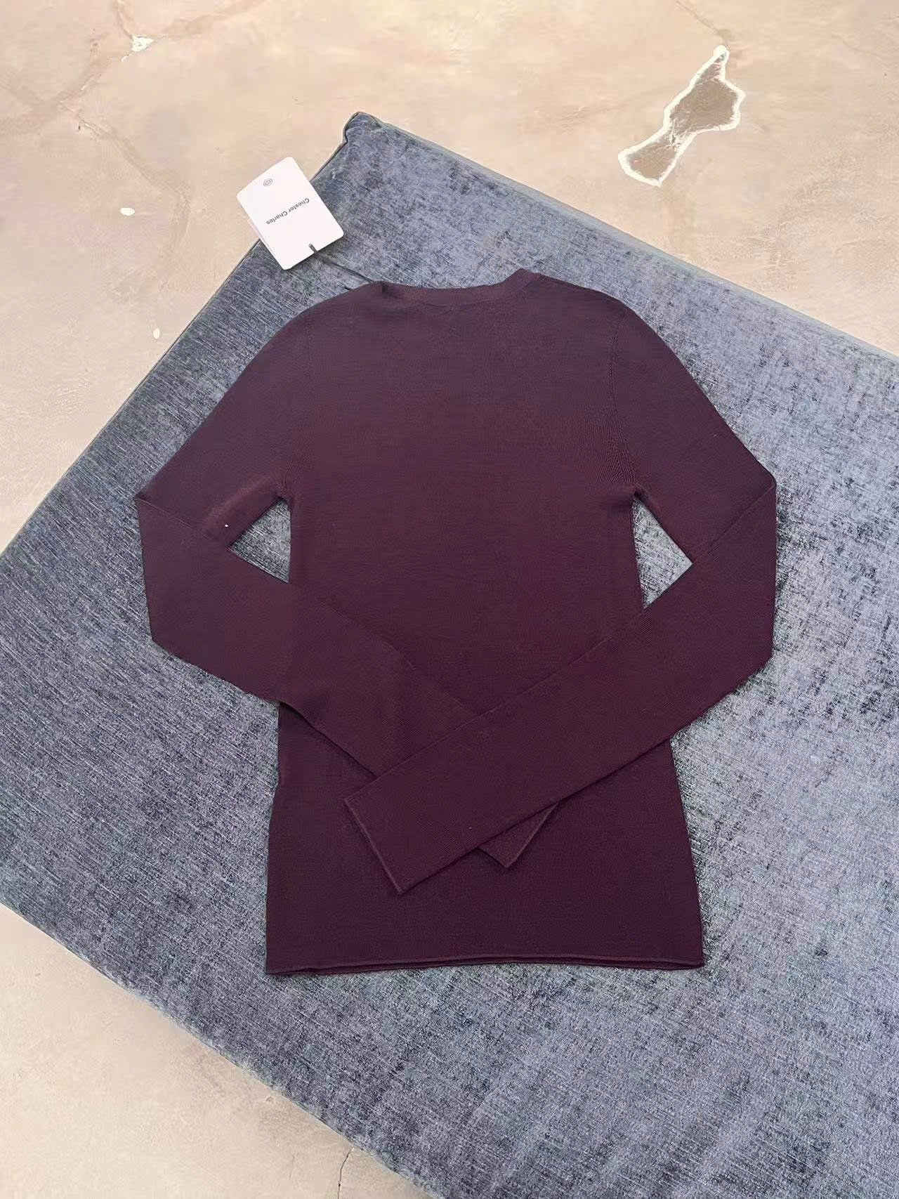  2.WOOL áo len màu đỏ đô dài tay 