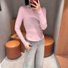  Áo dài tay hồng tím cổ V, logo nhỏ 