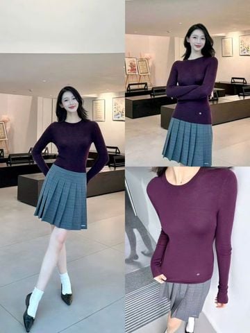  2.WOOL áo len màu đỏ đô dài tay 