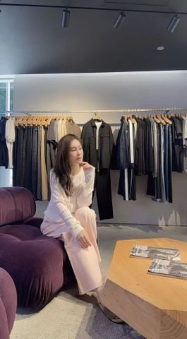  1.Áo CDG hồng be 4 túi - cúc trắng 