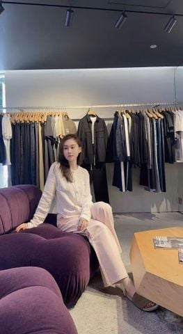  1.Áo CDG hồng be 4 túi - cúc trắng 