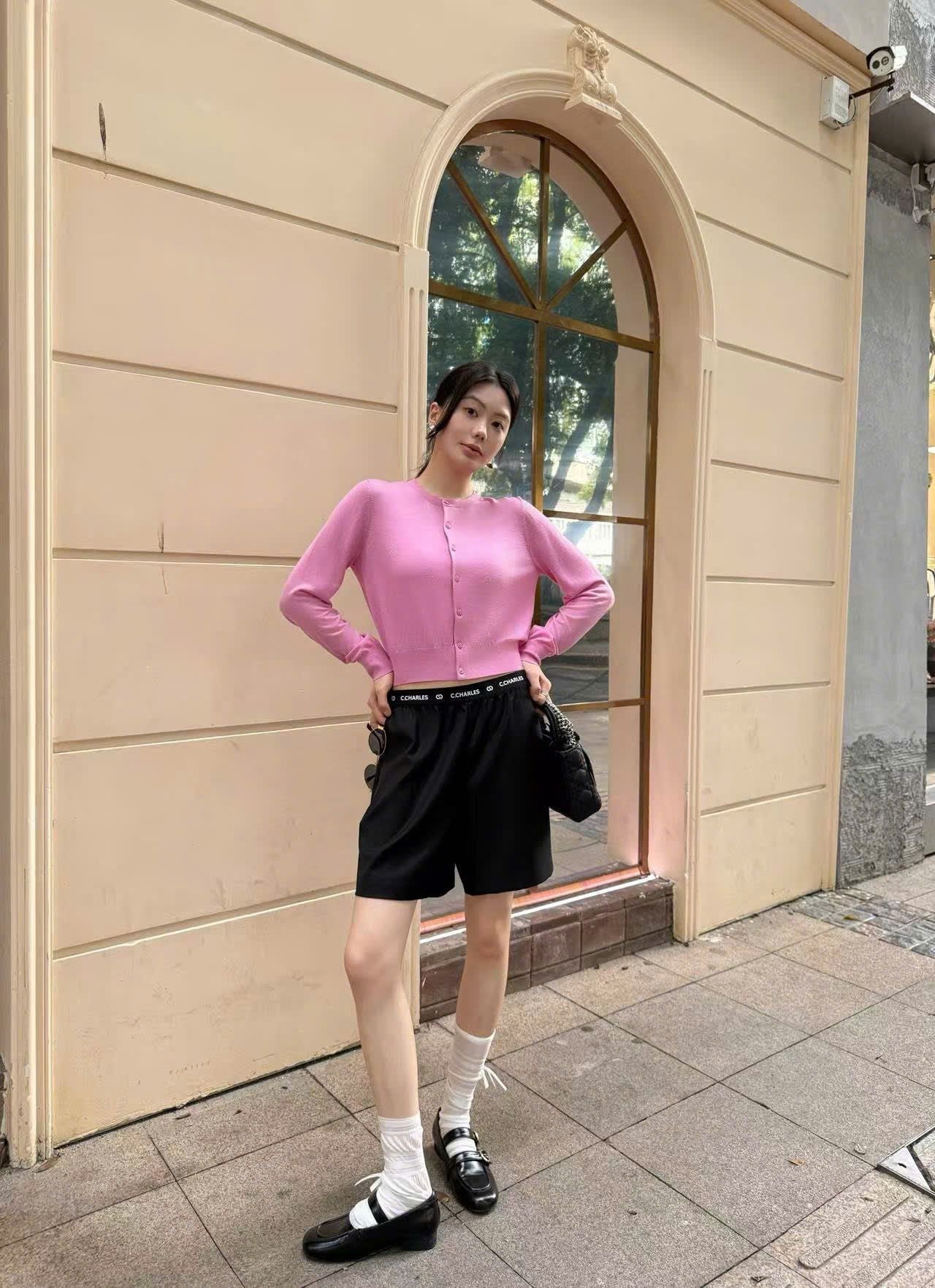  Áo CDG hồng sen dài tay , bo gấu 