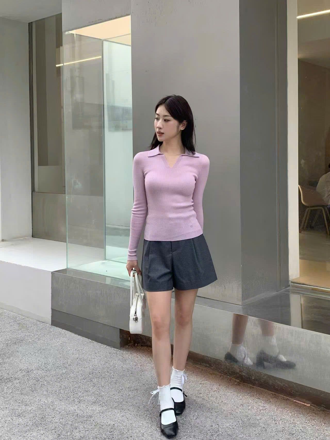  Quần sooc vải xám, đai tăng chỉnh 2 bên 