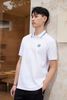  Áo polo Nam CC trắng, cổ viền đen, logo CC lồng 1 bên 