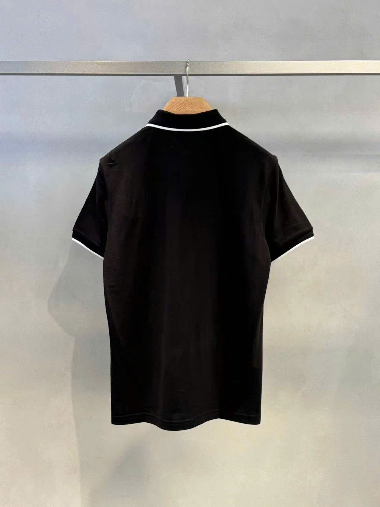  Áo polo đen Nam CC- cố viền trắng logo ngực 