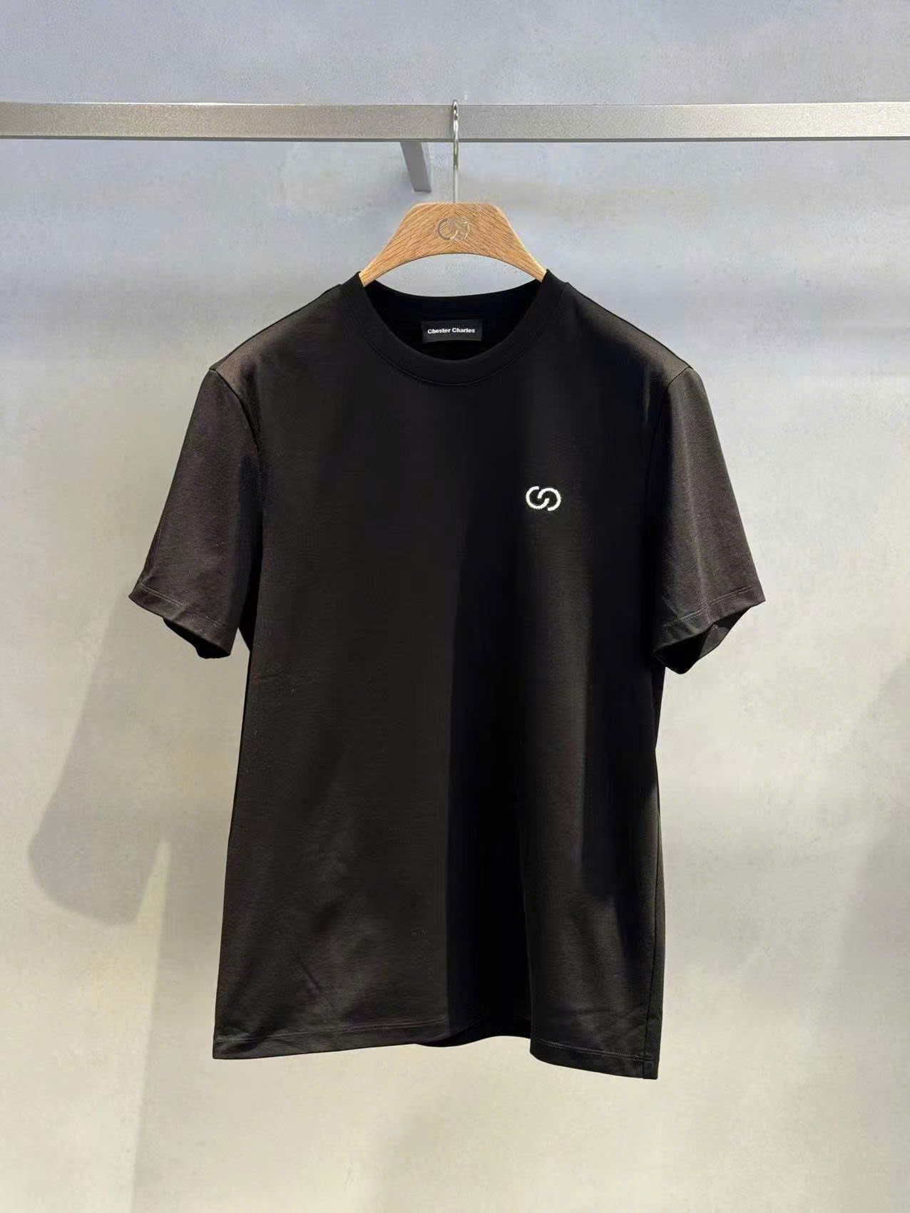  Áo phông Nam CC đen, tay viền trắng 