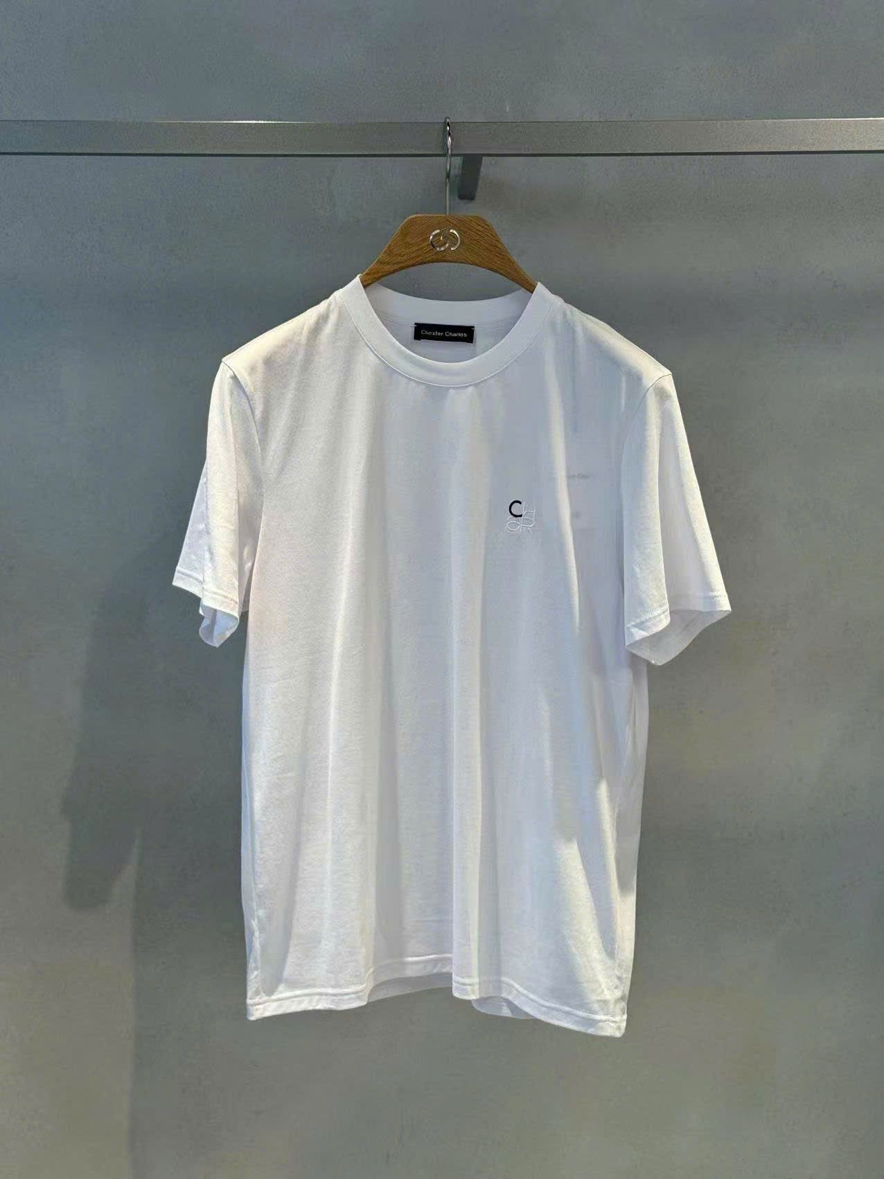  Áo phông trắng Nam CC, logo chữ lồng 