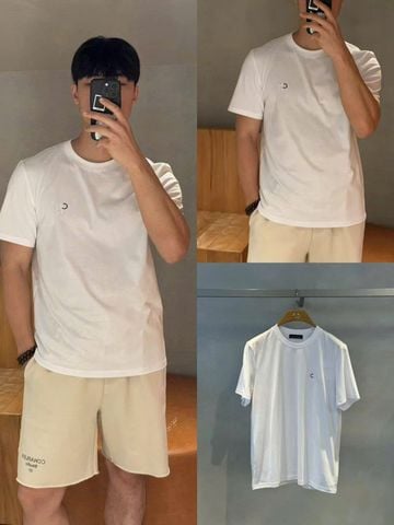  Áo phông trắng Nam CC, logo chữ lồng 