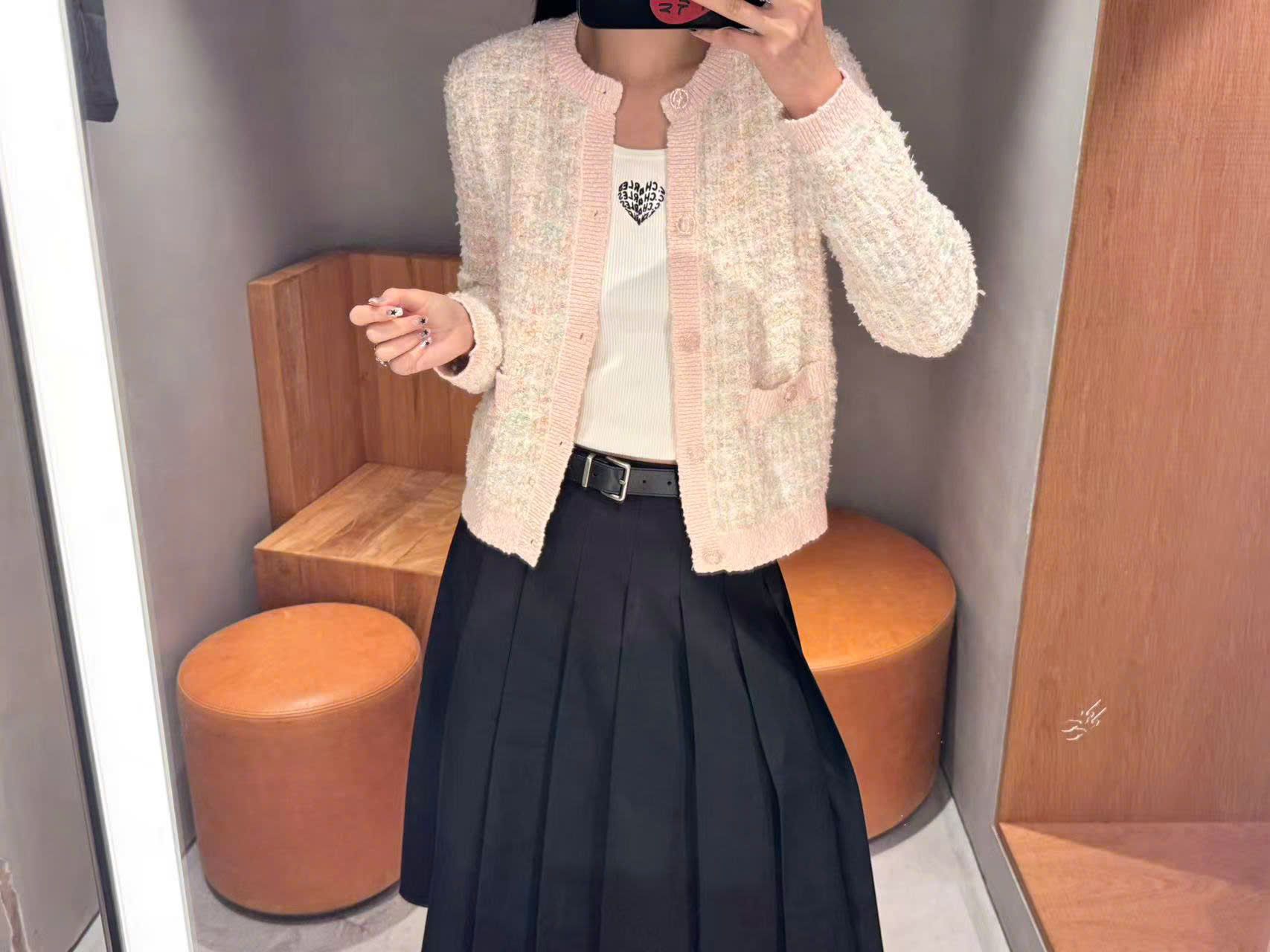  Áo CDG hồng kẻ trắng sắc mầu 