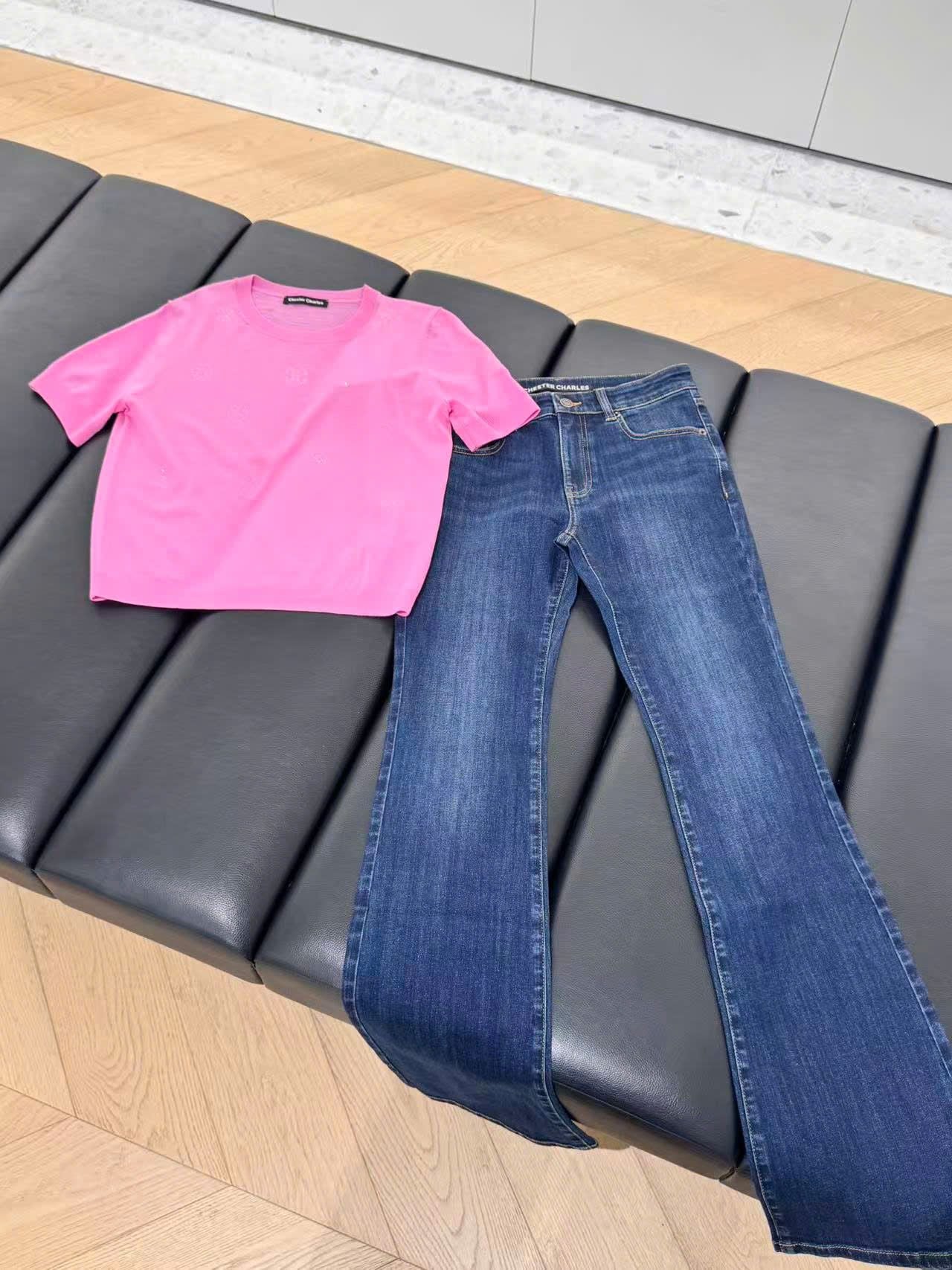  Quần jean 0709L2, xanh than đậm ống vẩy 