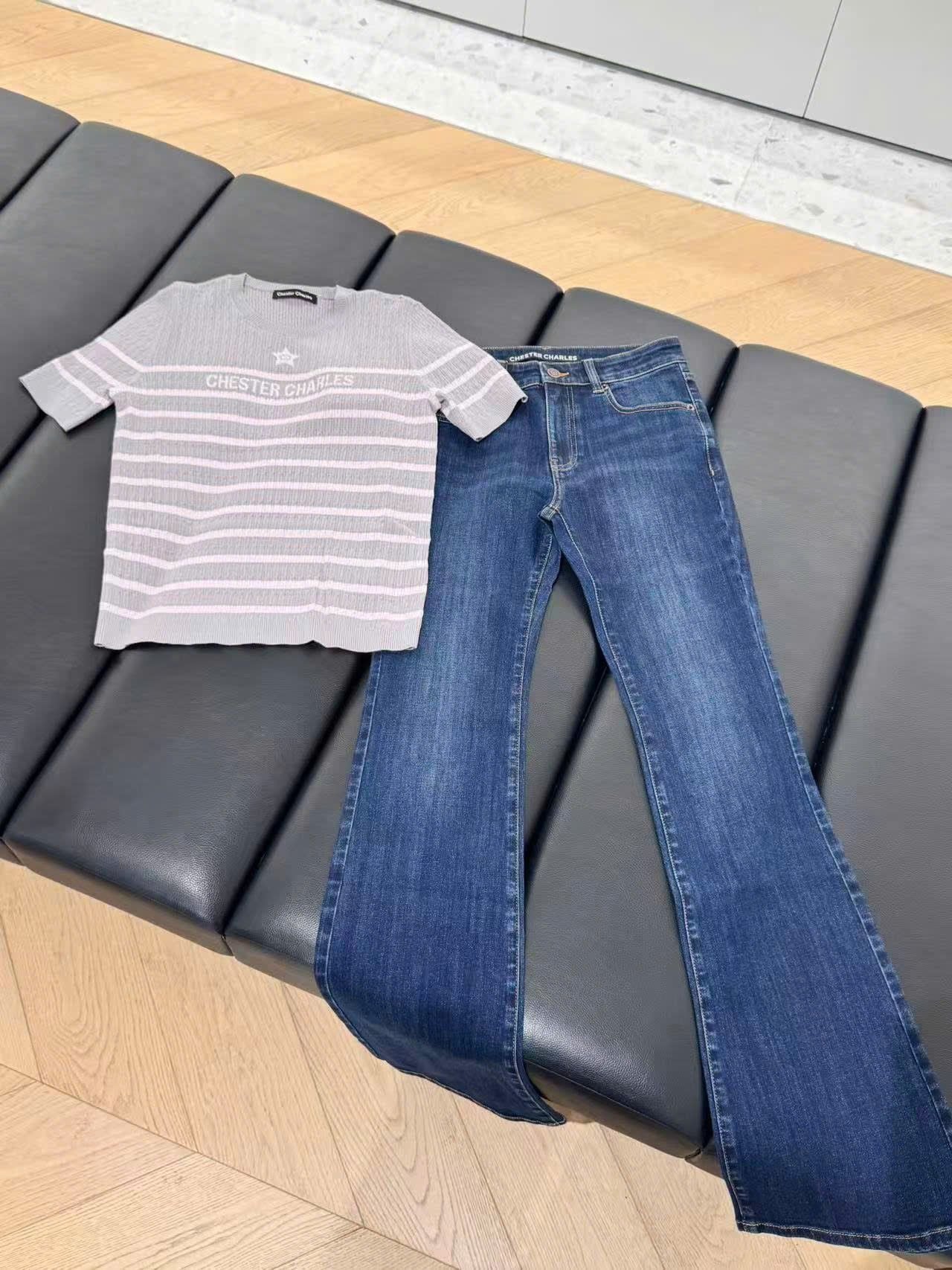  Quần jean 0709L2, xanh than đậm ống vẩy 