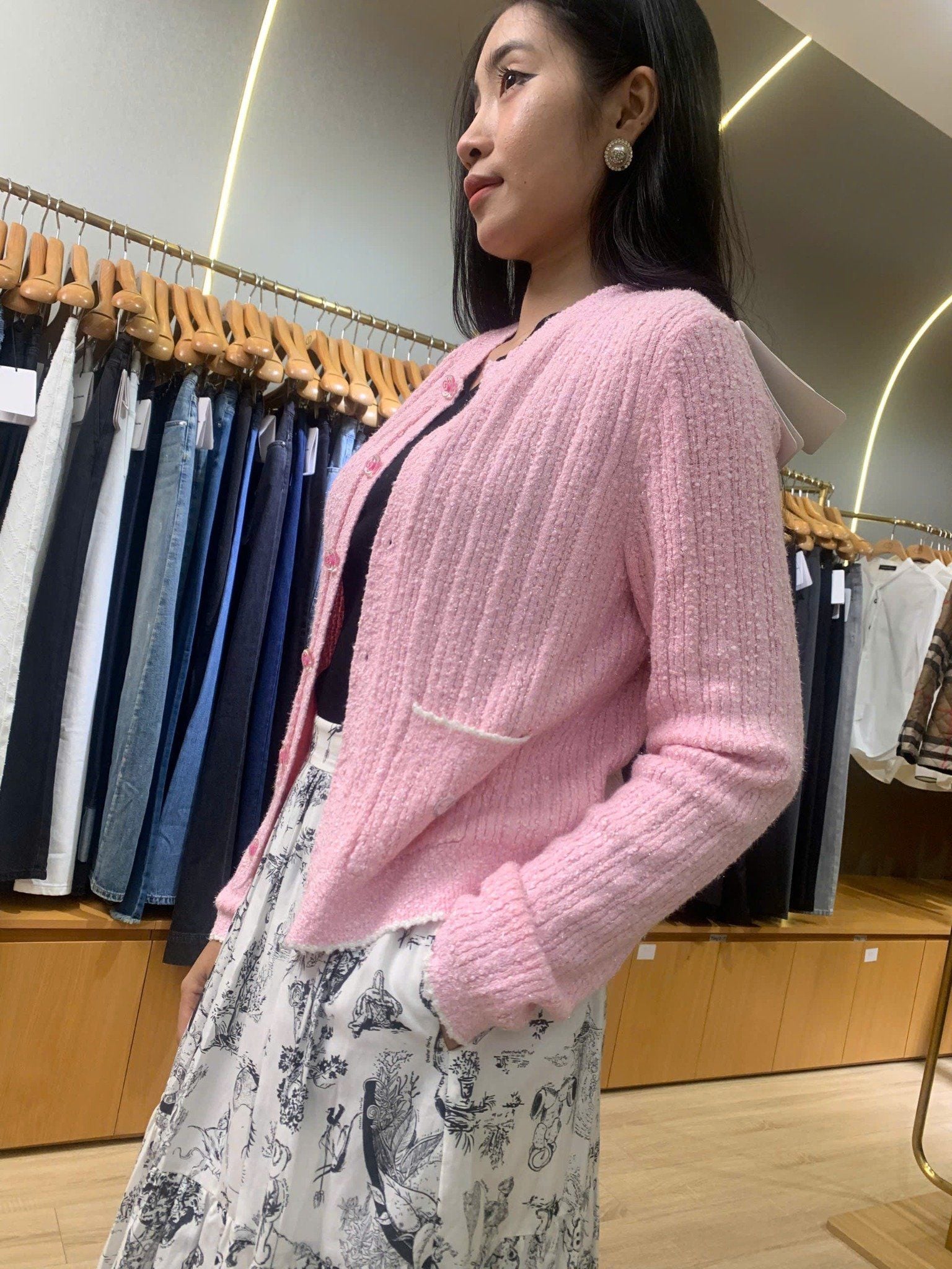  1.CDG hồng - 2 túi viền trắng 