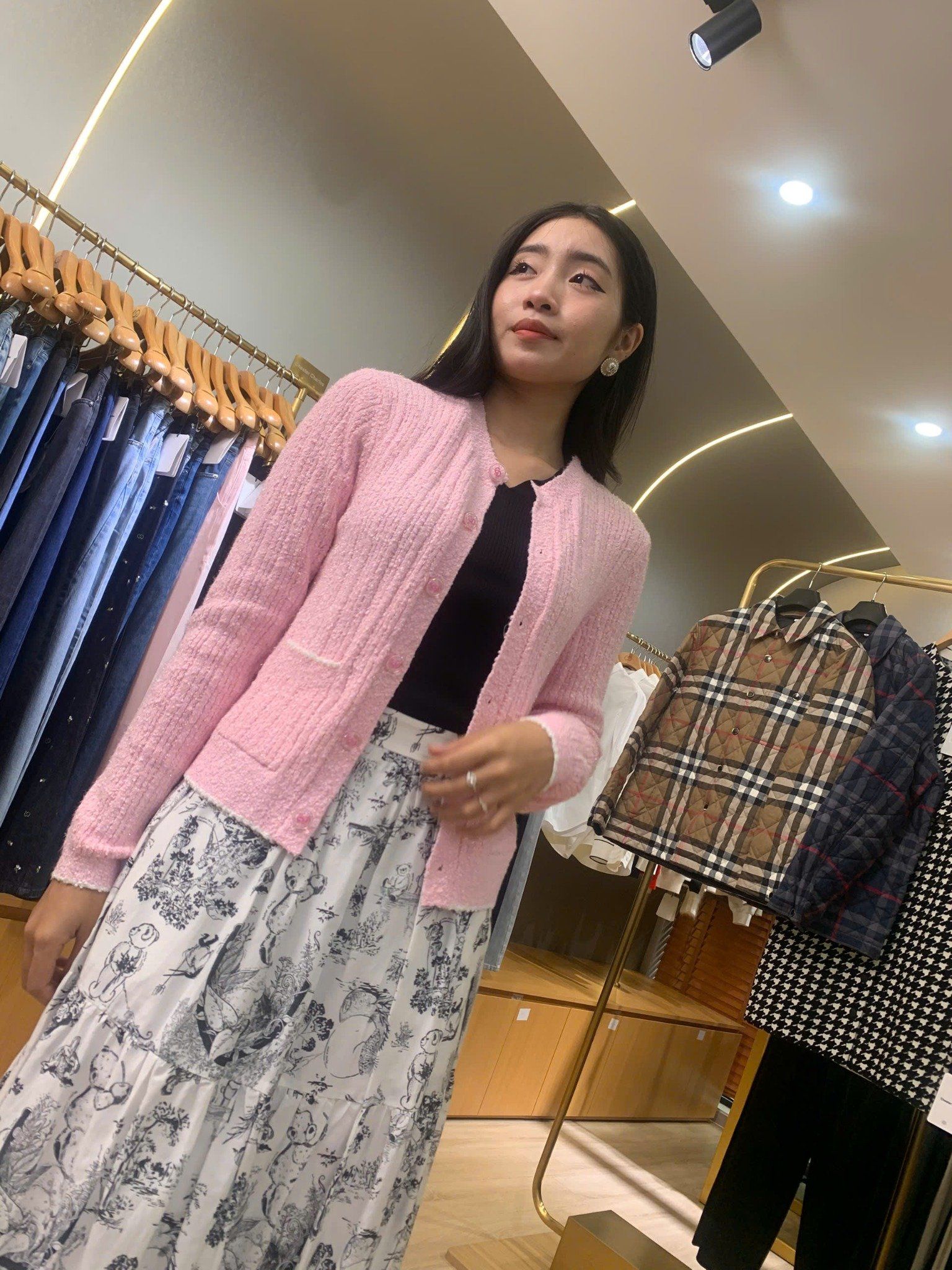  1.CDG hồng - 2 túi viền trắng 