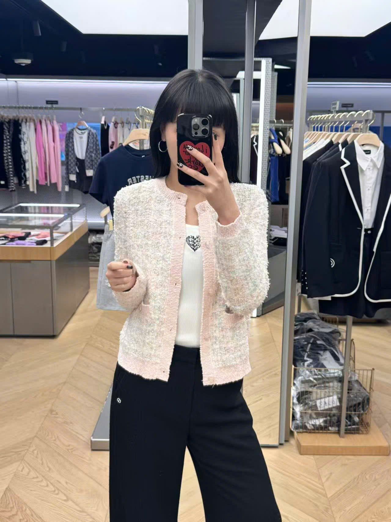  Áo CDG hồng kẻ trắng sắc mầu 