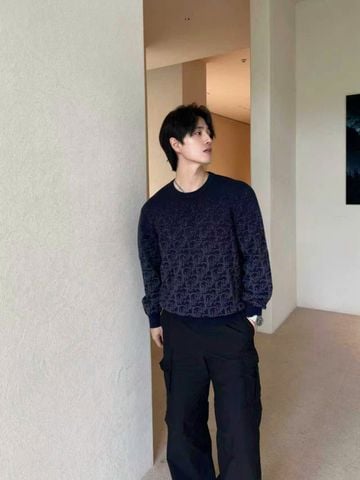  1.Áo len Nam xanh than full họa tiết CC 