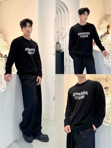  1.Áo Nam CC dài tay đen, chữ Studio ngực 