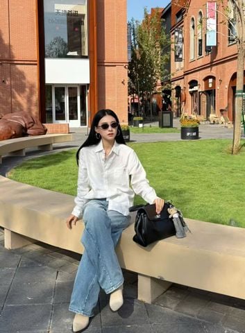  2.Áo Sơ mi LANK - trắng logo 1 nhỏ bên 