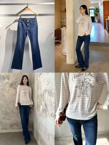  Quần jean 0709L2, xanh than đậm ống vẩy 