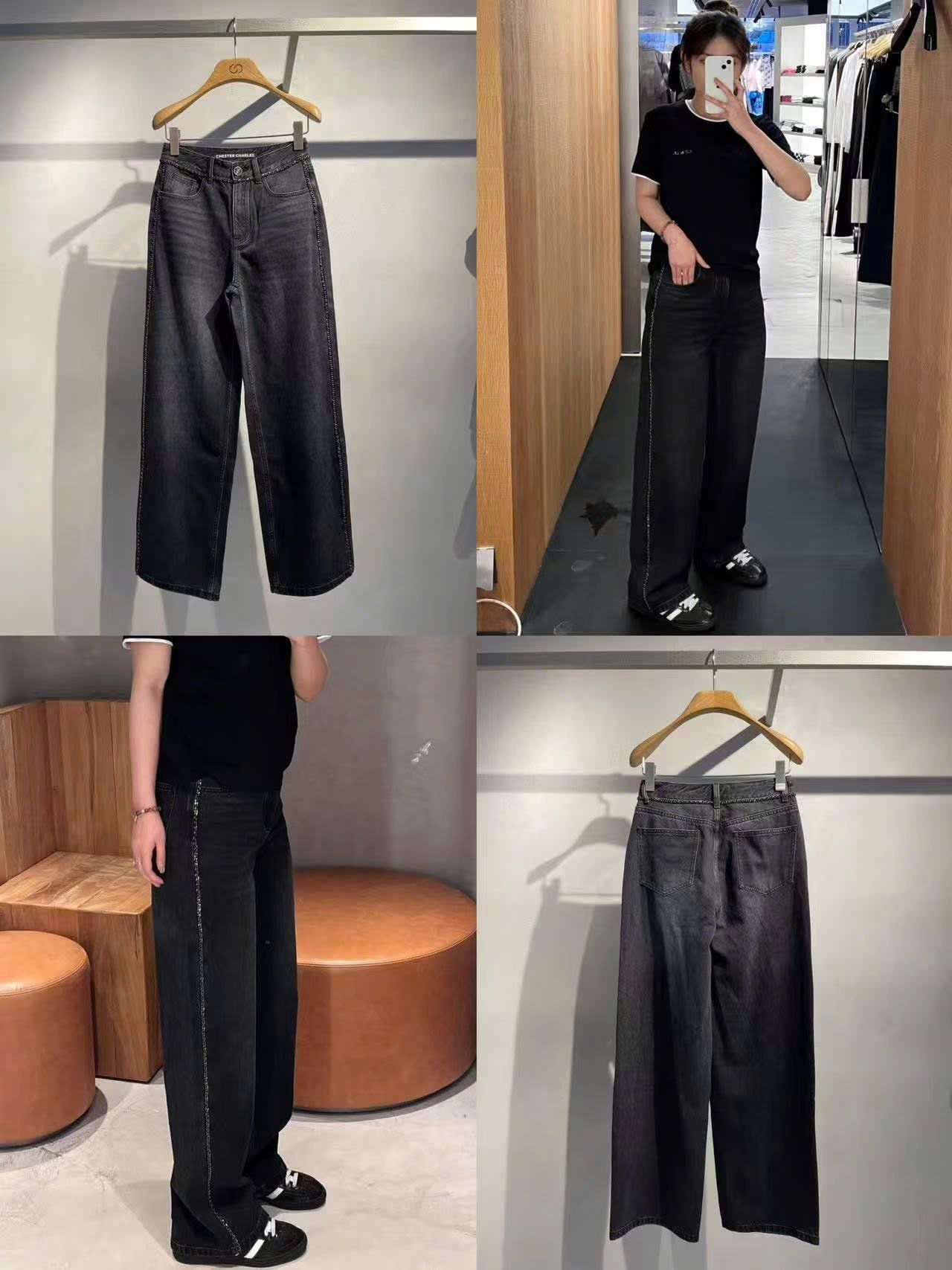  Quần Jean đen Viền xích xung quanh 