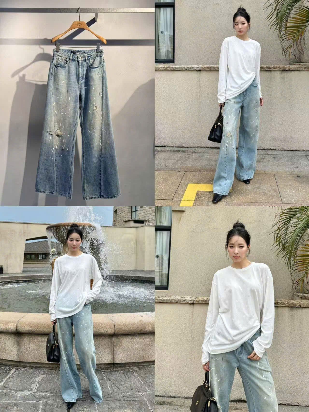  8.Quần Jean ly chéo , vẩy sơn 