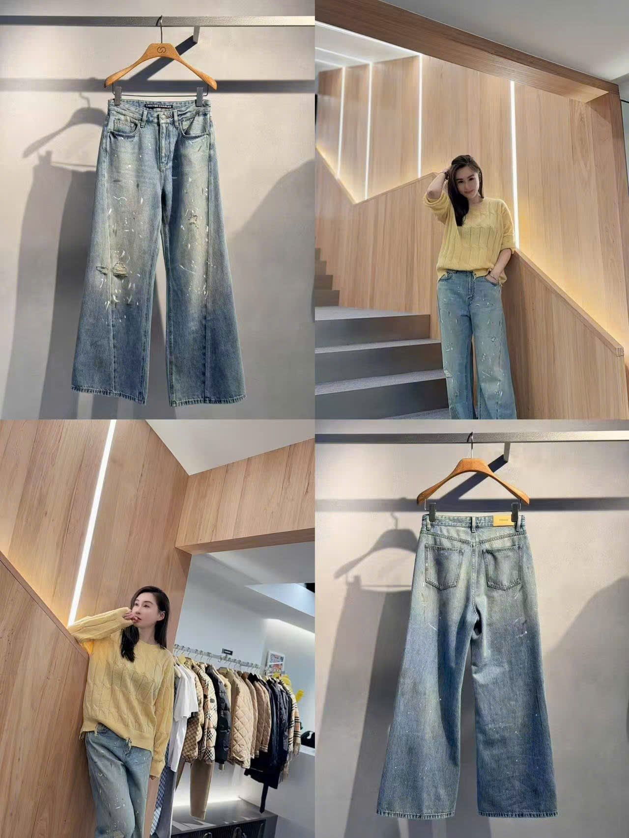  8.Quần Jean ly chéo , vẩy sơn 