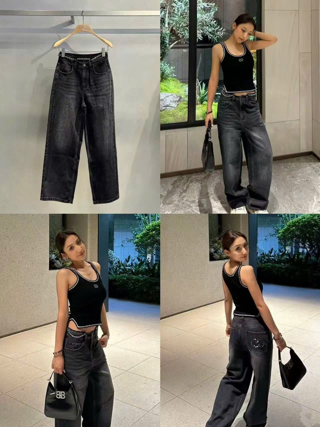  Quần jean mài kèm belt 