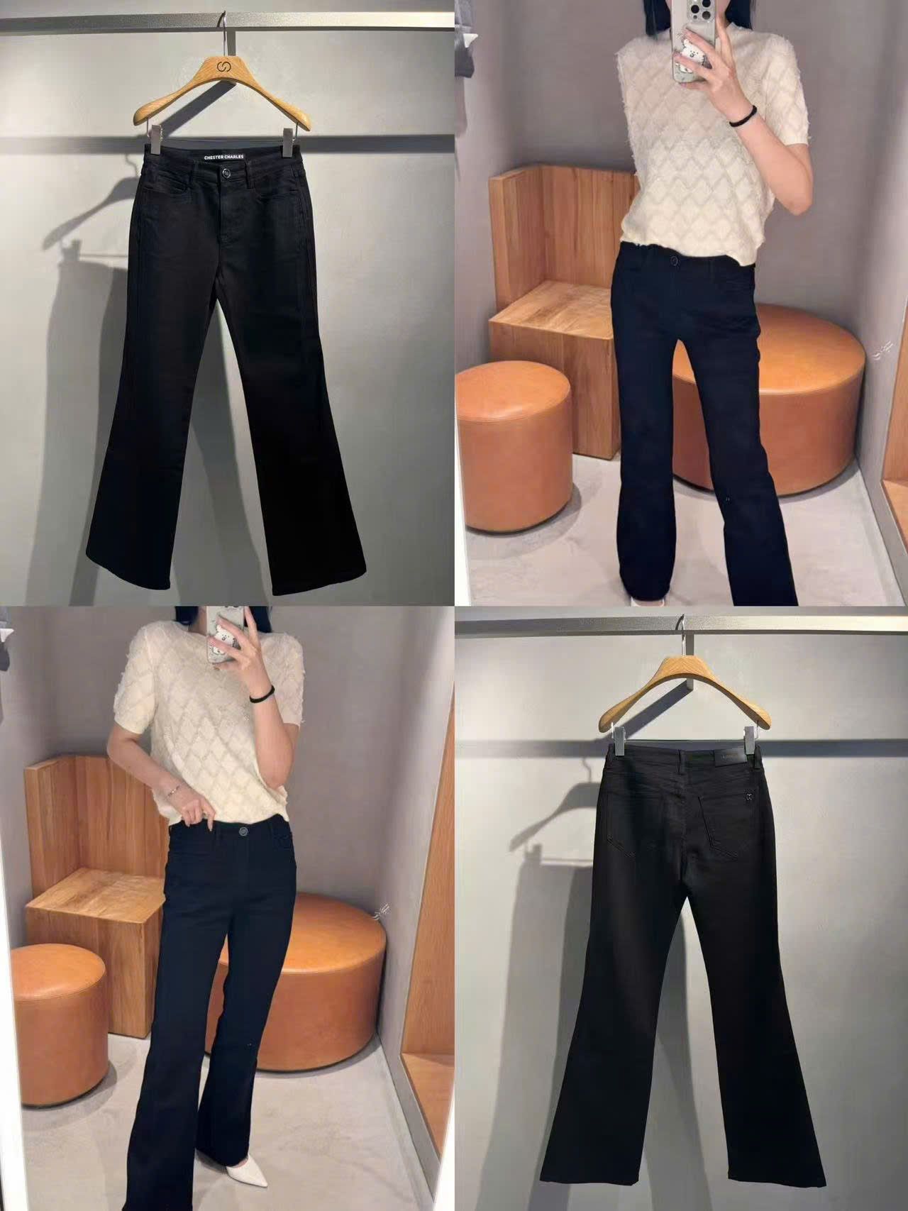  Quần jean đen ôm ống hơi vẩy 