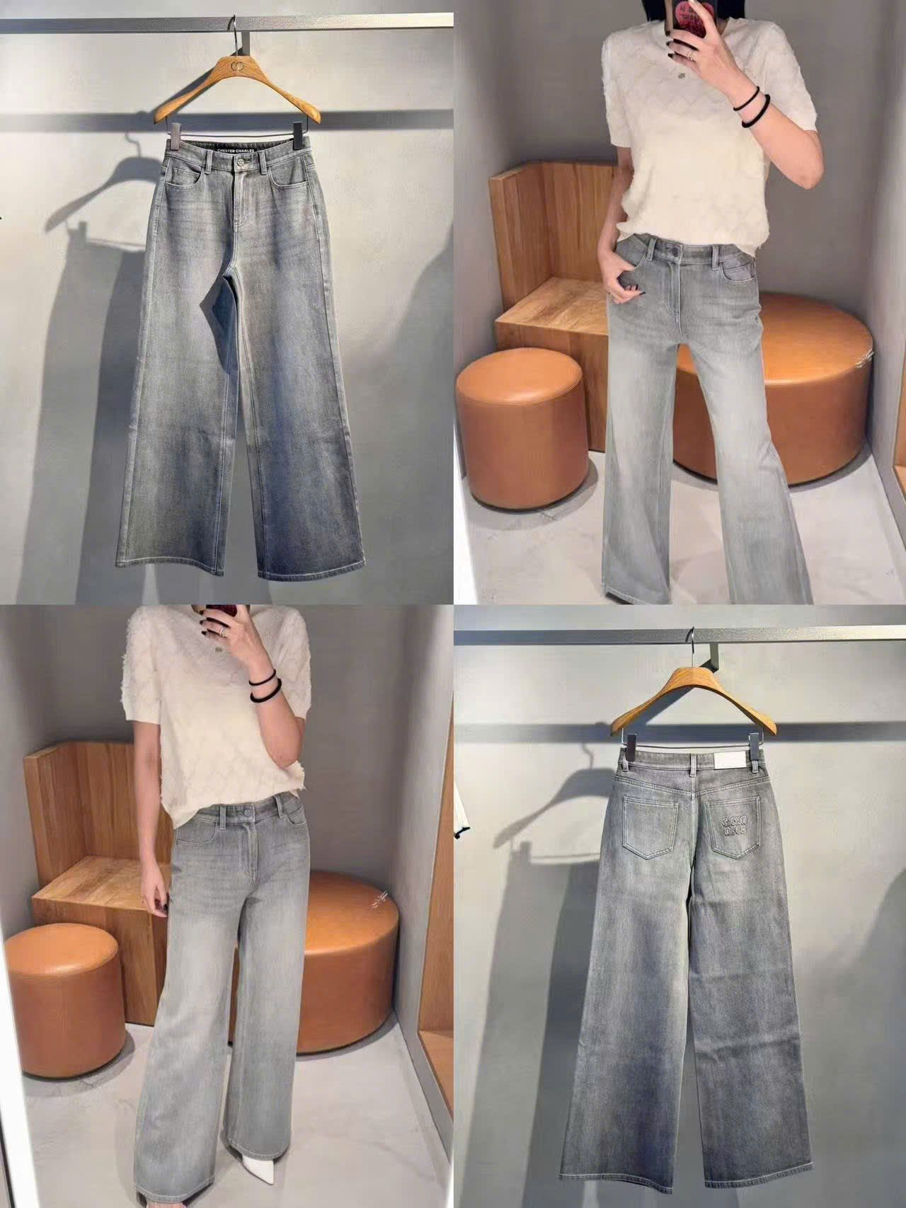  1.Quần jean suông xám tro mài -chữ túi sau 