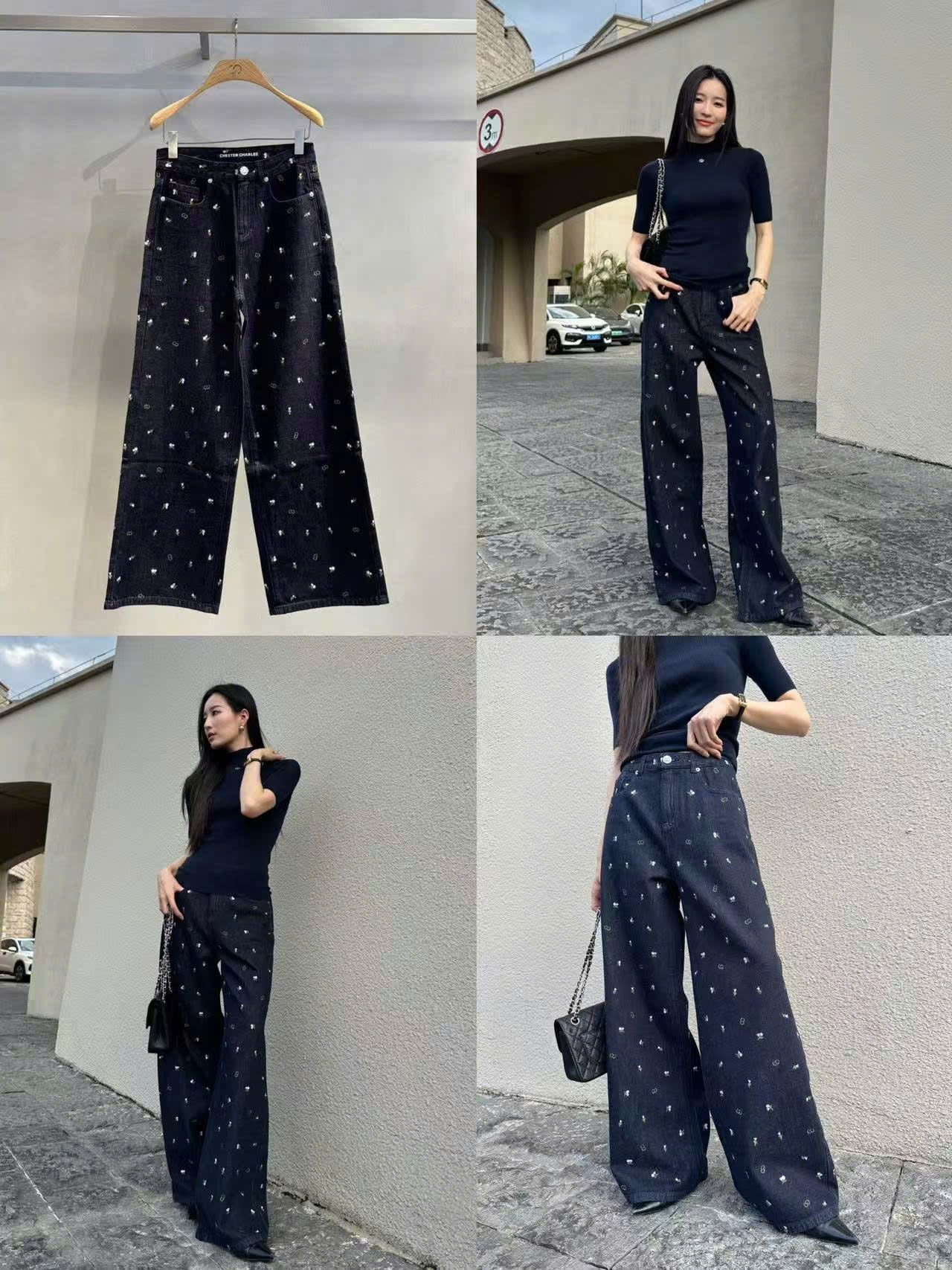  Quần jean đen - hoa 