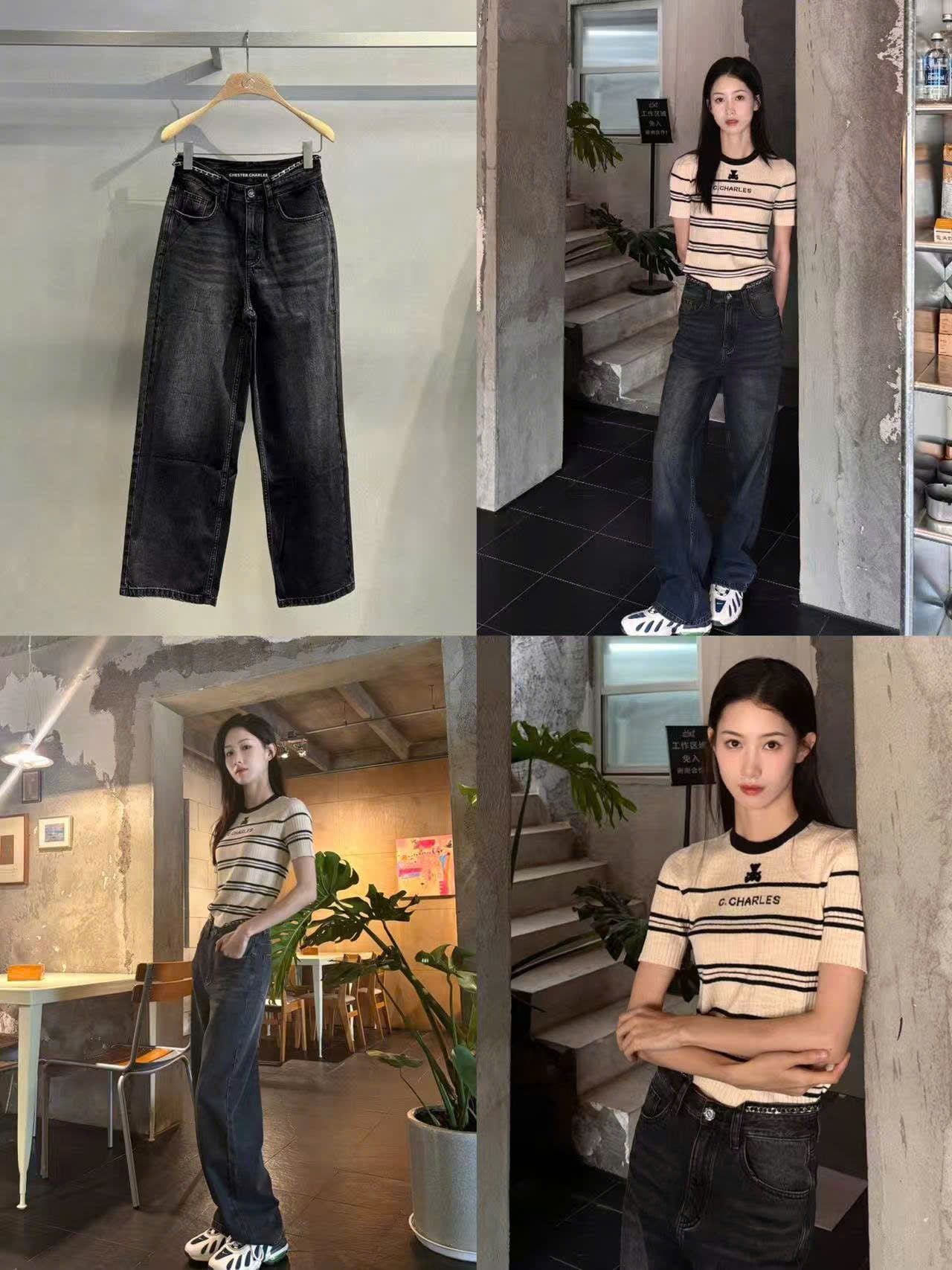  Quần jean mài kèm belt 