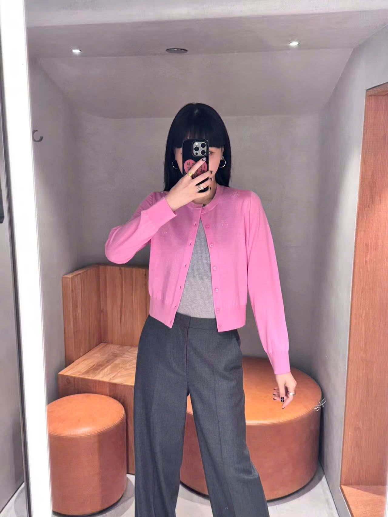  Áo CDG hồng sen dài tay , bo gấu 