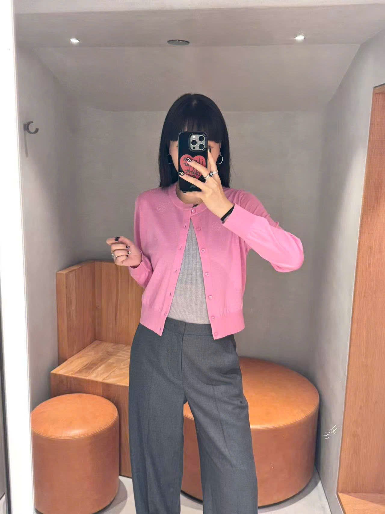  Áo CDG hồng sen dài tay , bo gấu 