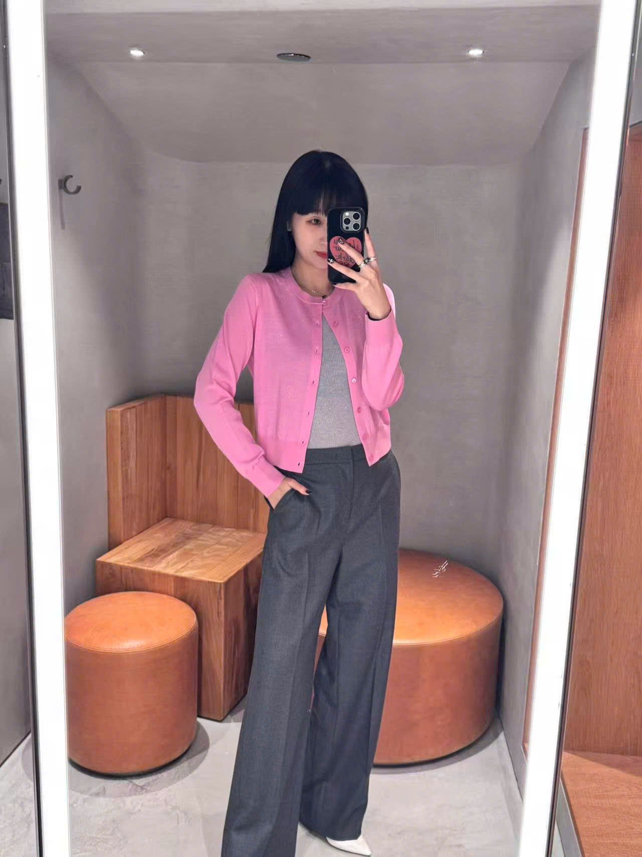  Áo CDG hồng sen dài tay , bo gấu 